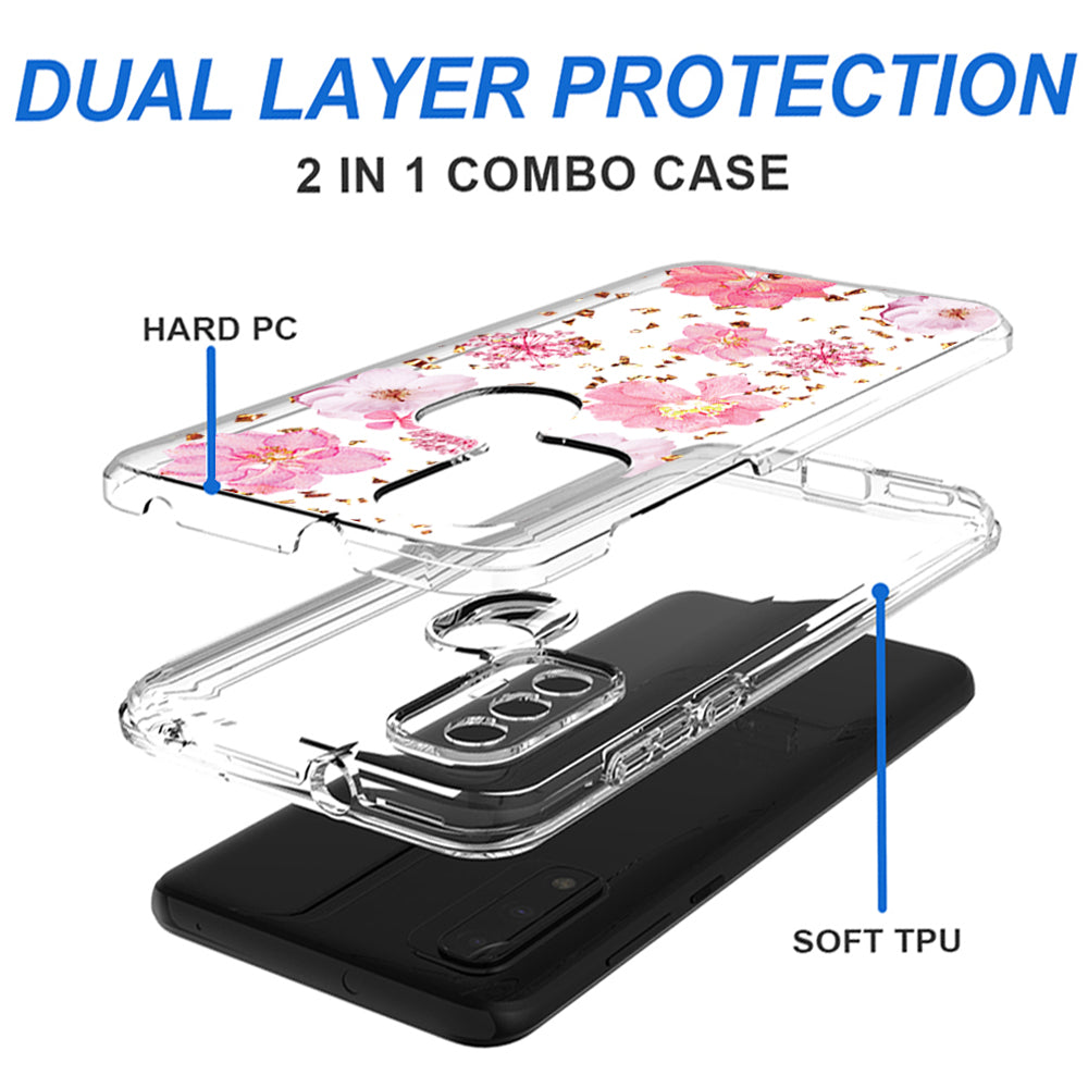 Pressed dried flower Design Phone case For Moto-G Pure 2021/G Power 2022 In Pink