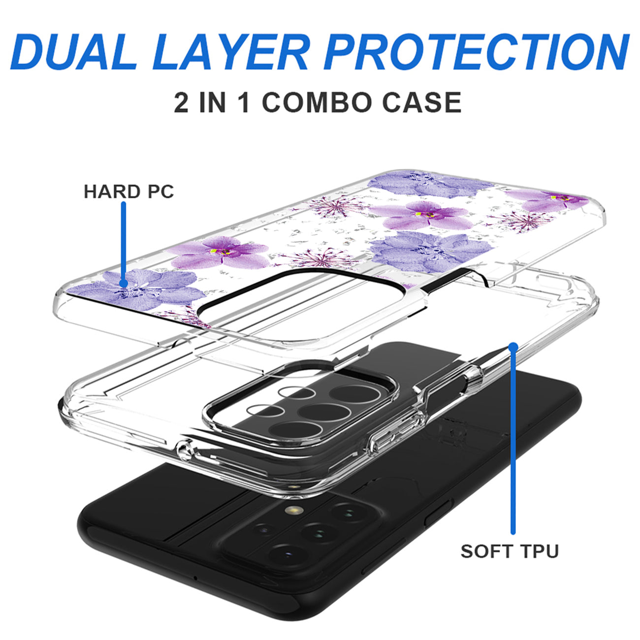 Pressed dried flower Design Phone case For Samsung Galaxy A53 5G In Purple