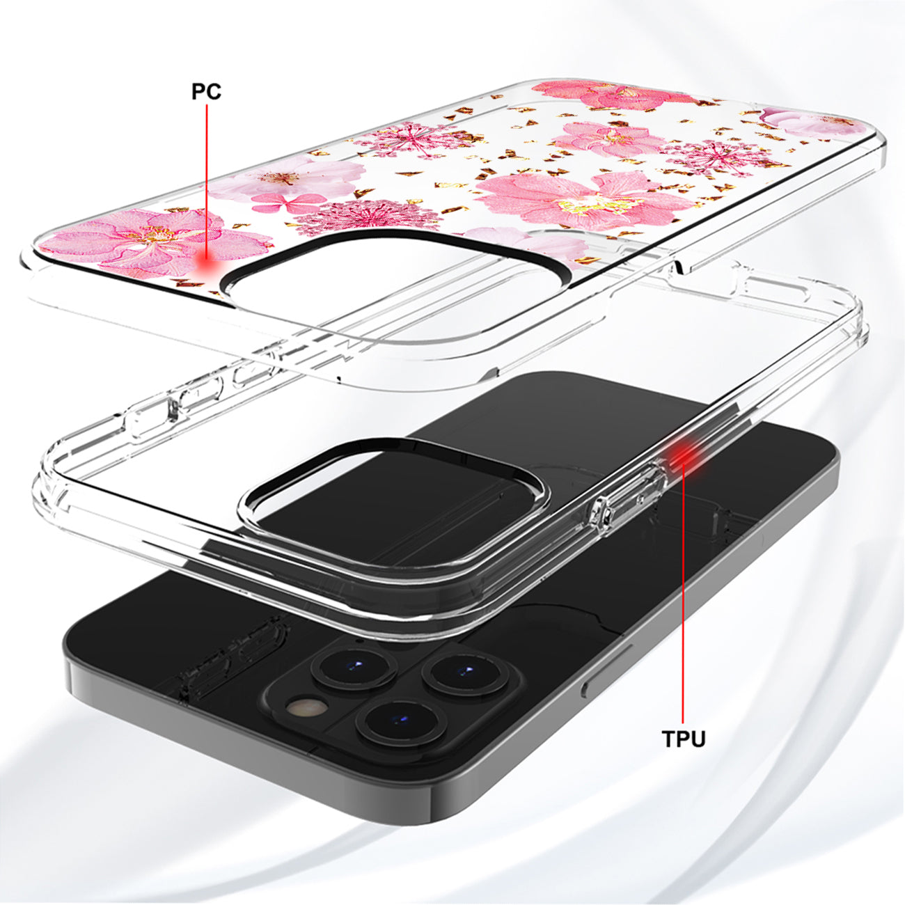 Pressed dried flower Design Phone case For iPhone 13Pro In Pink