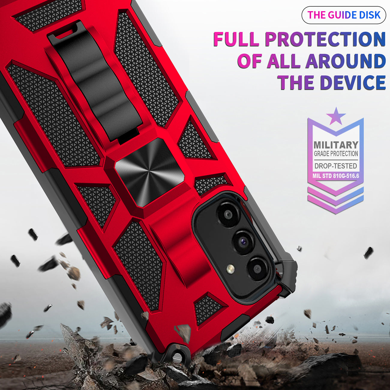 Built-in Kickstand TPU Case with Magnetic Mount for SAMSUNG GALAXY A13 5G in Red