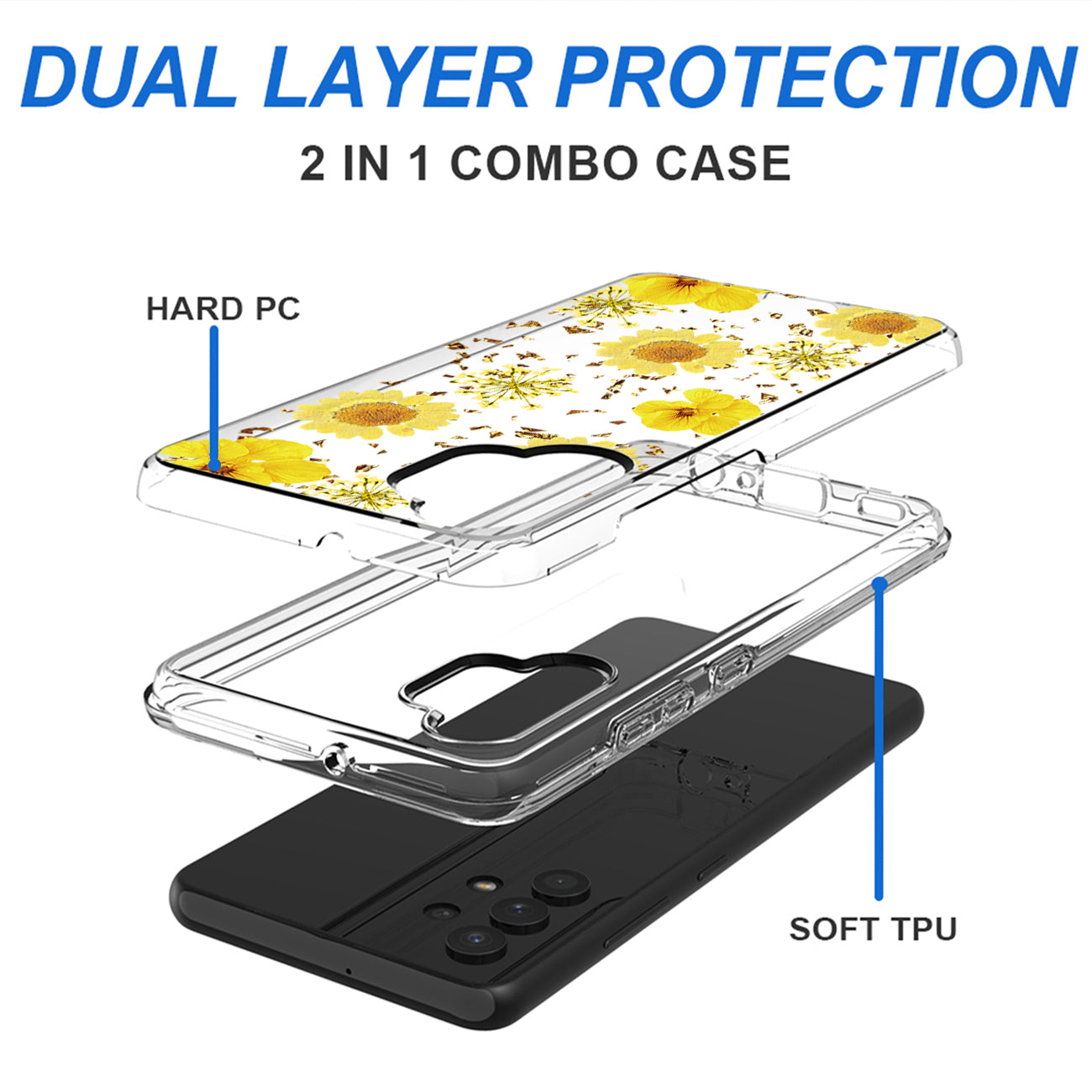 Pressed dried flower Design Phone case for Samsung Galaxy A32 5G In Yellow