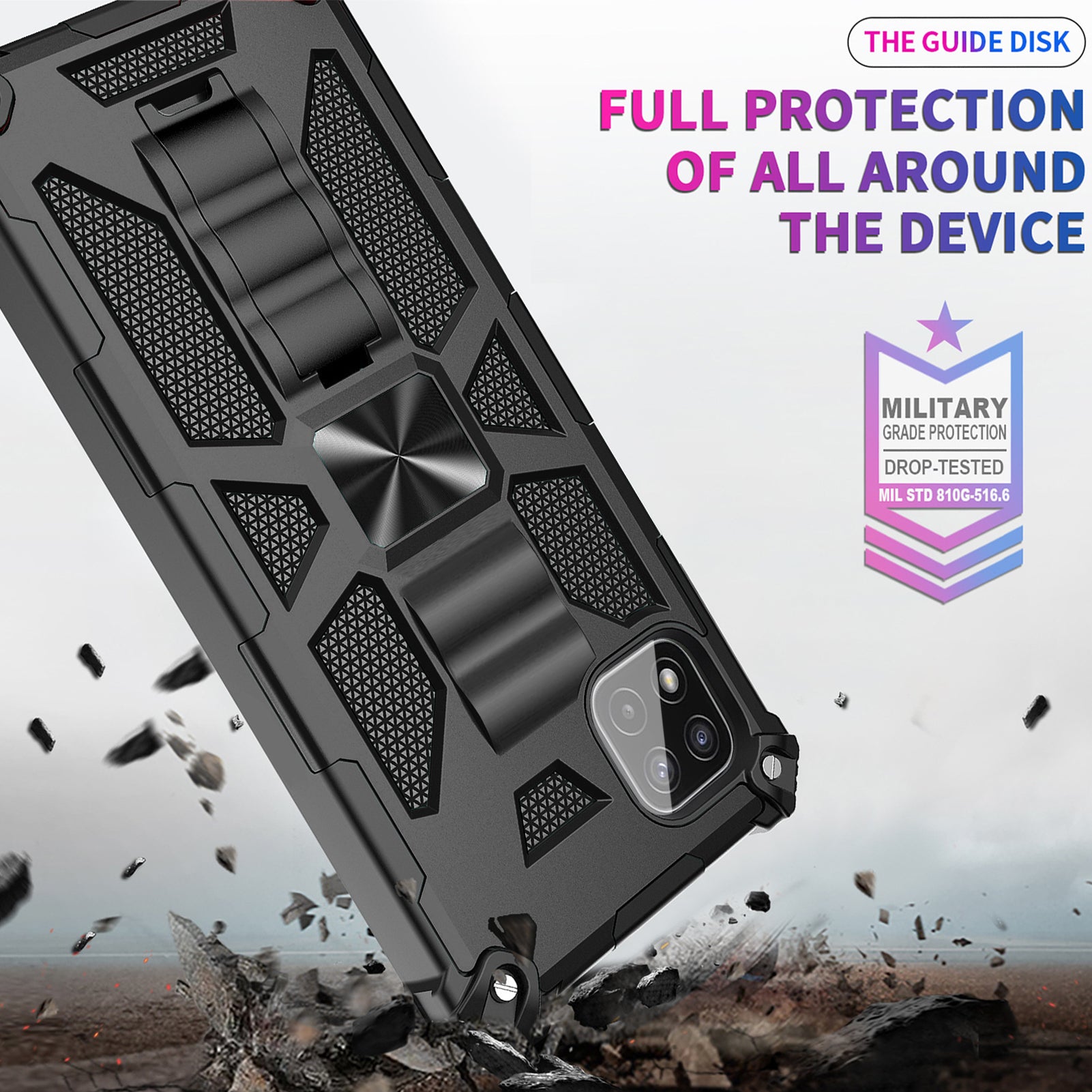 Built-in Kickstand TPU Case with Magnetic Mount for SAMSUNG GALAXY A22 5G in Black