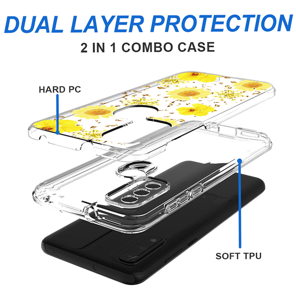 Pressed dried flower Design Phone case For Moto-G Pure 2021/G Power 2022 In Yellow