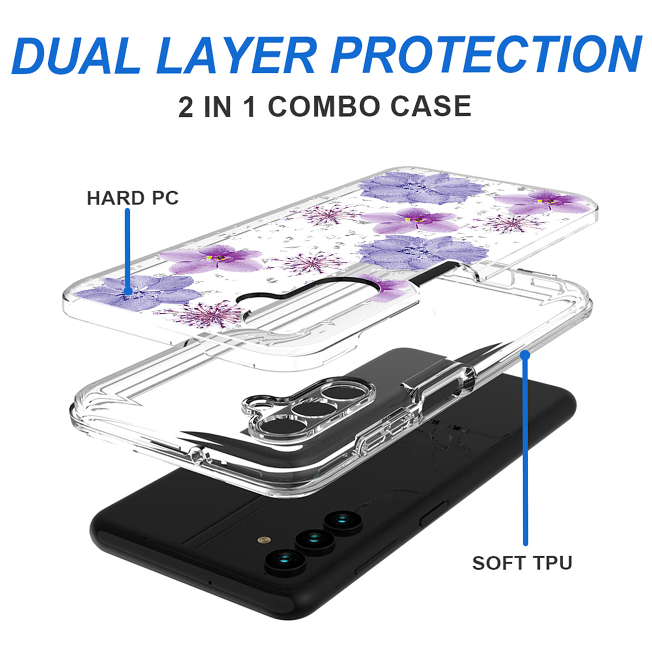 Pressed dried flower Design Phone case For Samsung Galaxy A13 5G In Purple
