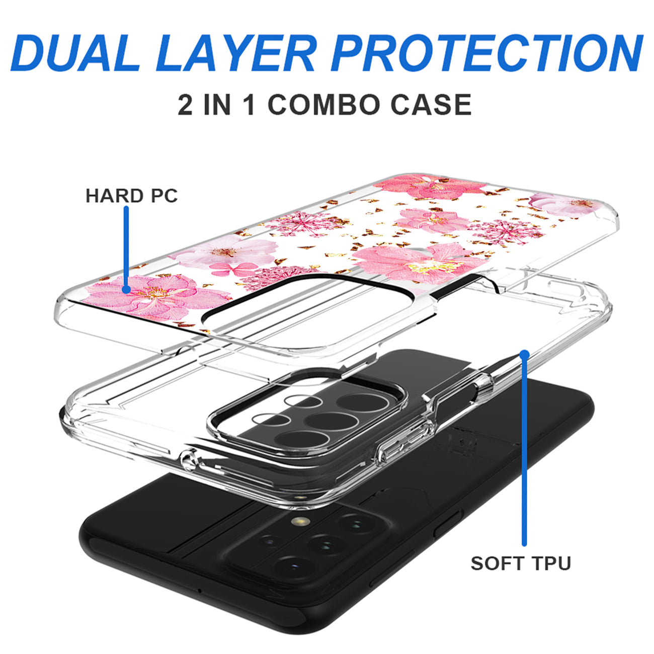 Pressed dried flower Design Phone case For Samsung Galaxy A53 5G In Pink