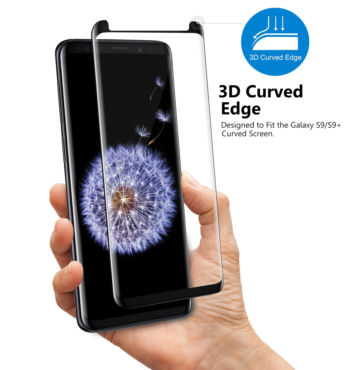 Glass Screen Protective Cover Super 3D Curved Edge Shock Resistant Samsung Galaxy S9