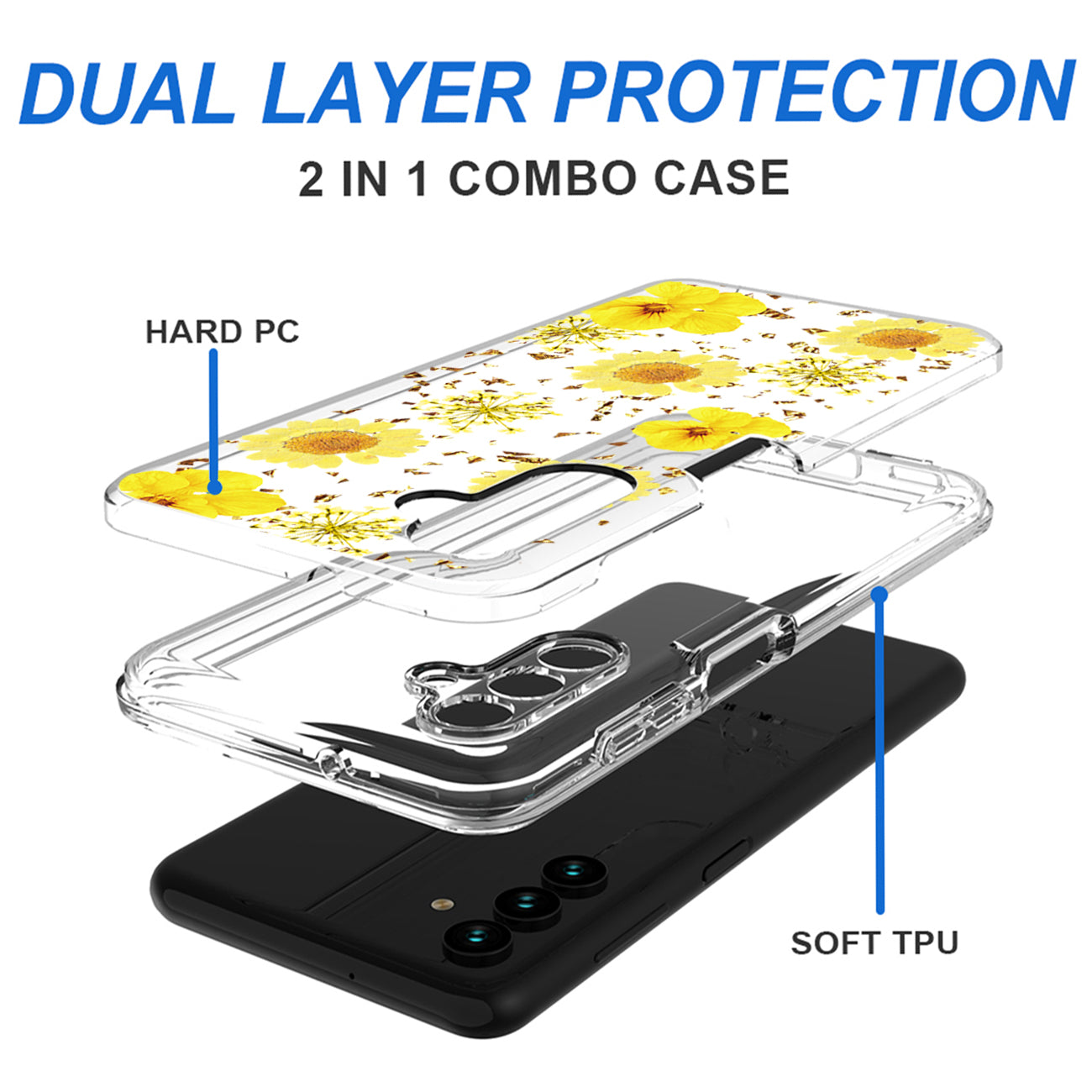 Pressed dried flower Design Phone case For Samsung Galaxy A13 5G In Yellow