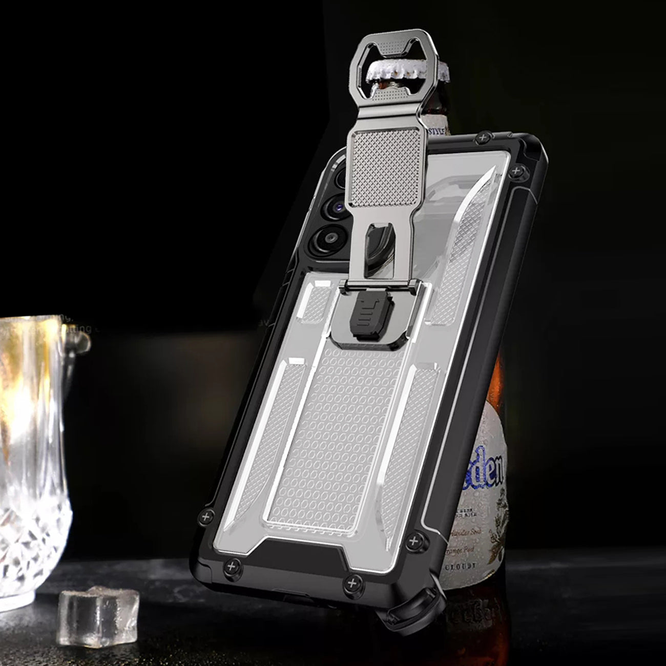 Kickstand Ring Holder/Bottle Opener with Magnetic Car Mount for Samsung Galaxy A13 5G