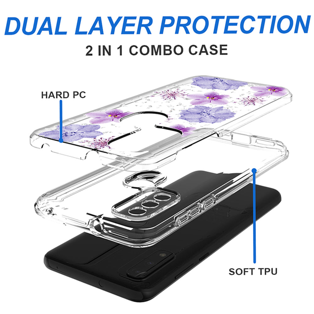 Pressed dried flower Design Phone case For Moto-G Pure 2021/G Power 2022 In Purple