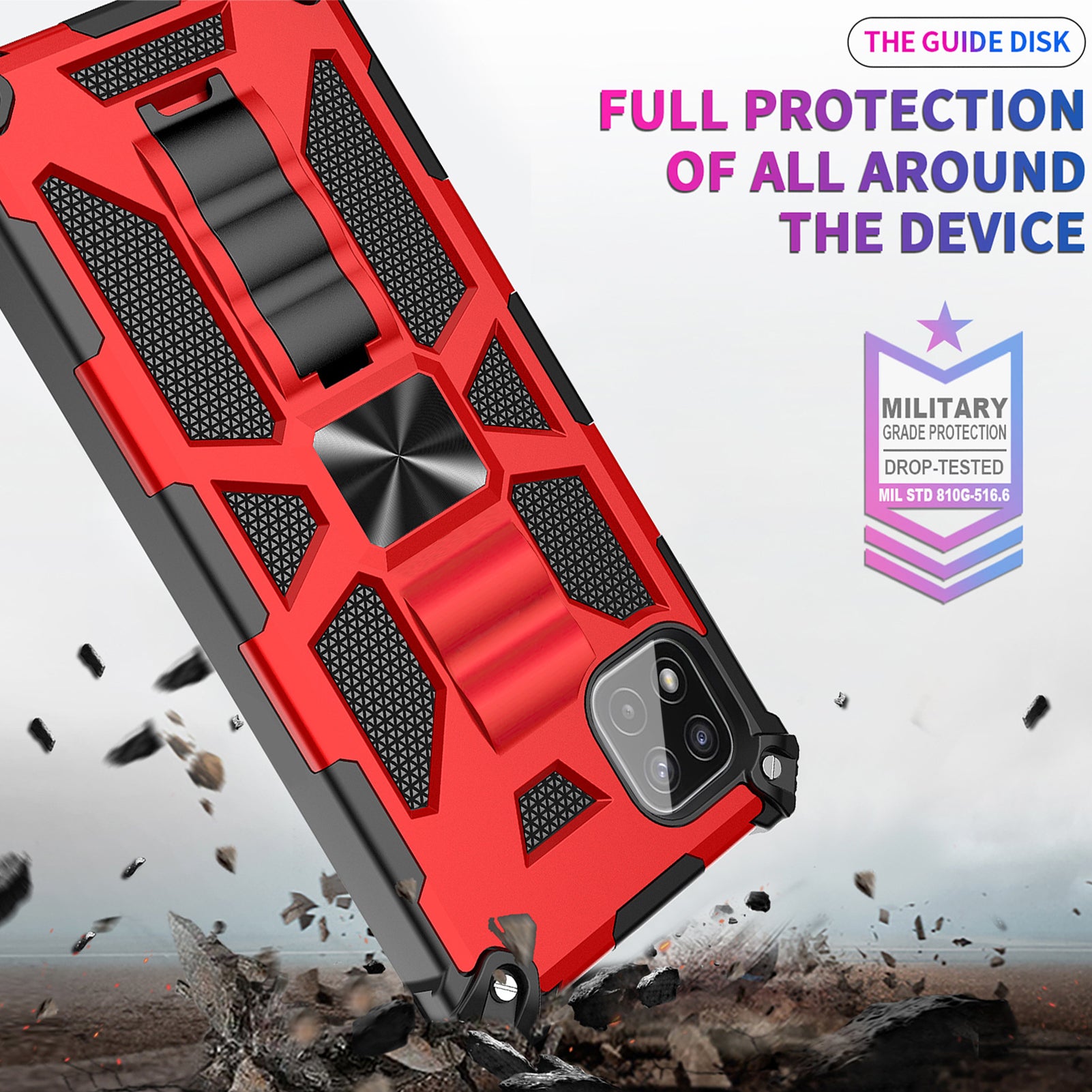 Built-in Kickstand TPU Case with Magnetic Mount for SAMSUNG GALAXY A22 5G in Red