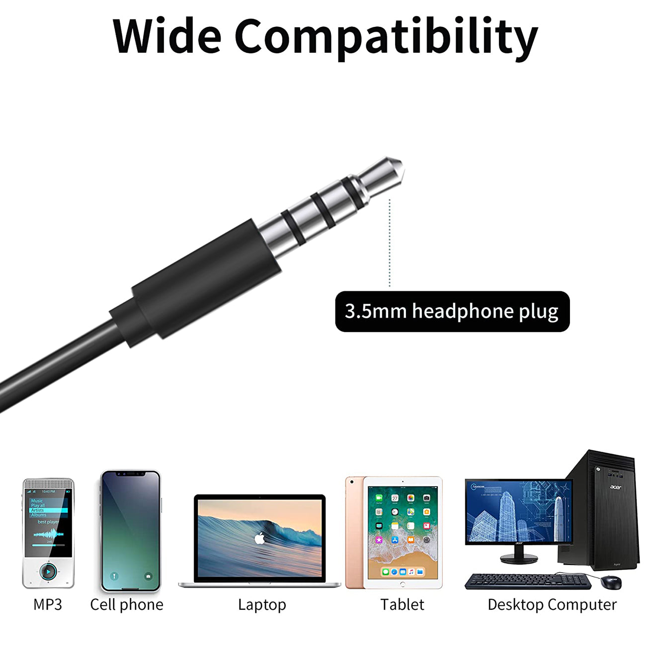 In-Ear Headphones With Mic In Black