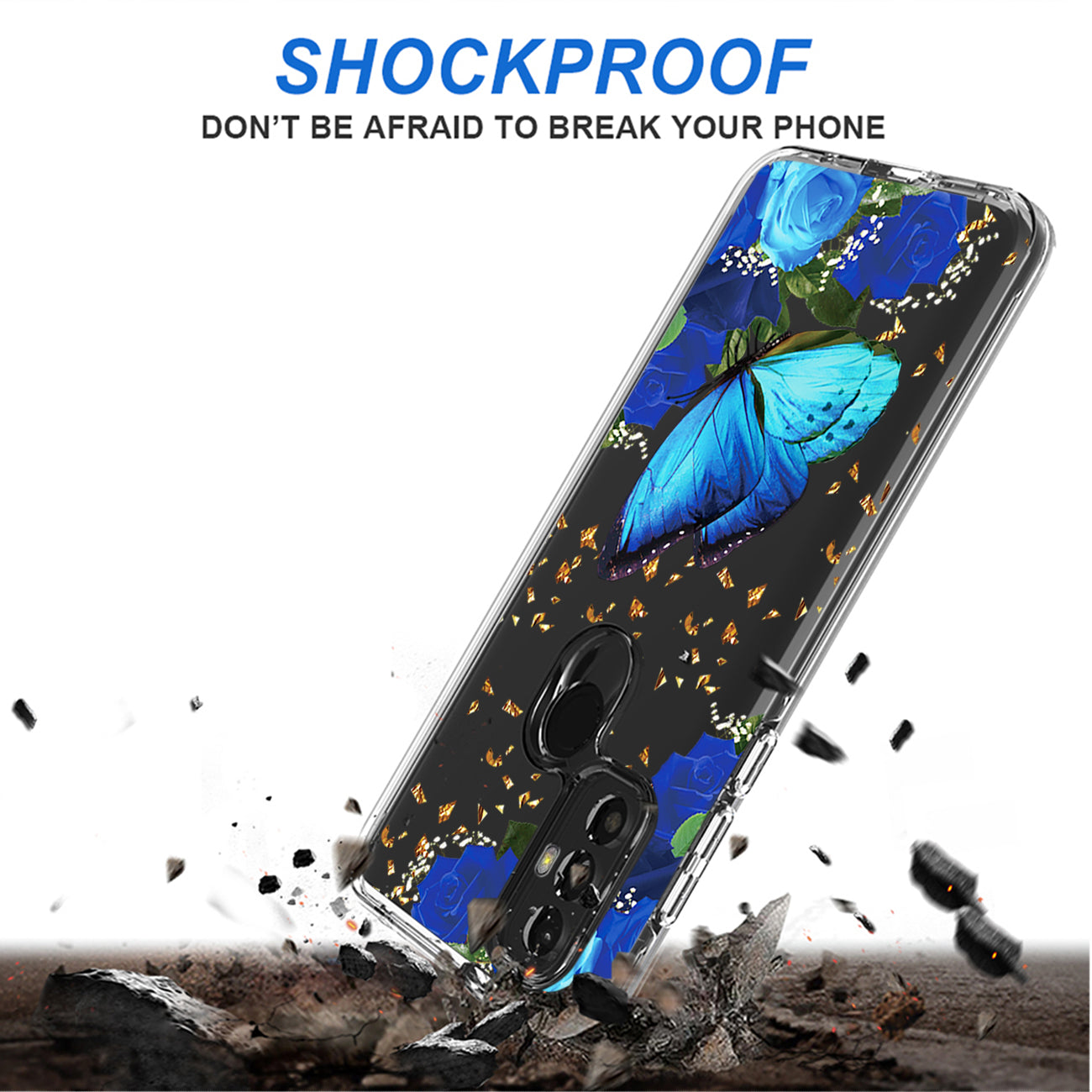 Pressed dried flower Design Phone case For Moto-G Pure 2021/G Power 2022 In Blue