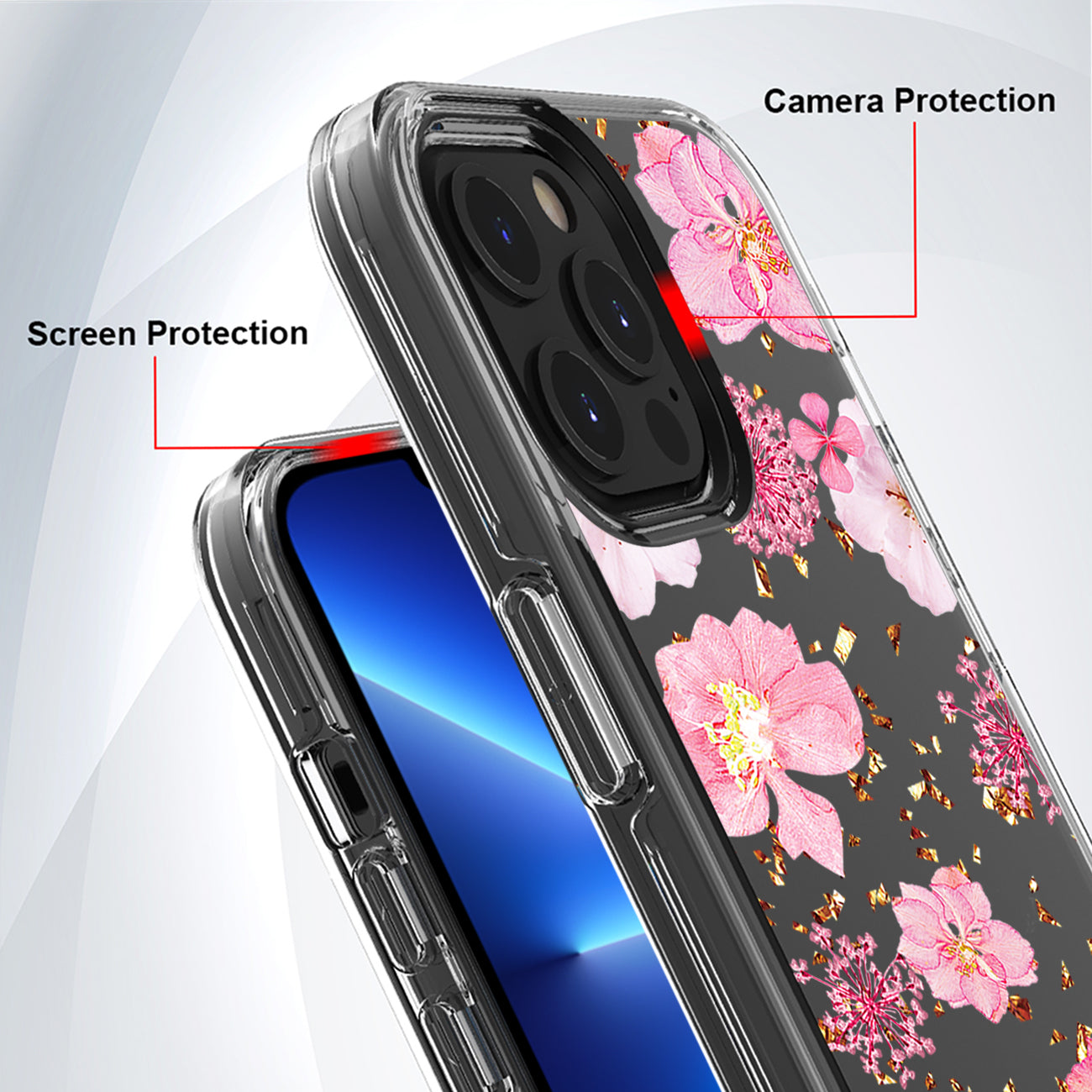 Pressed dried flower Design Phone case For iPhone 13Pro In Pink