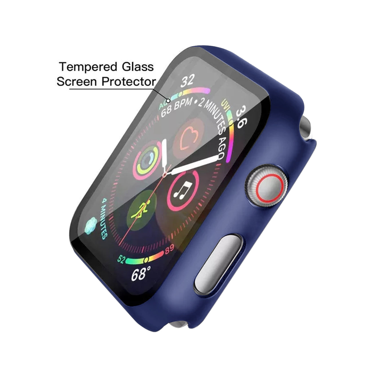Watch Case PC With Tempered Glass Screen Protector Full Cover Apple Watch 42mm Navy Color