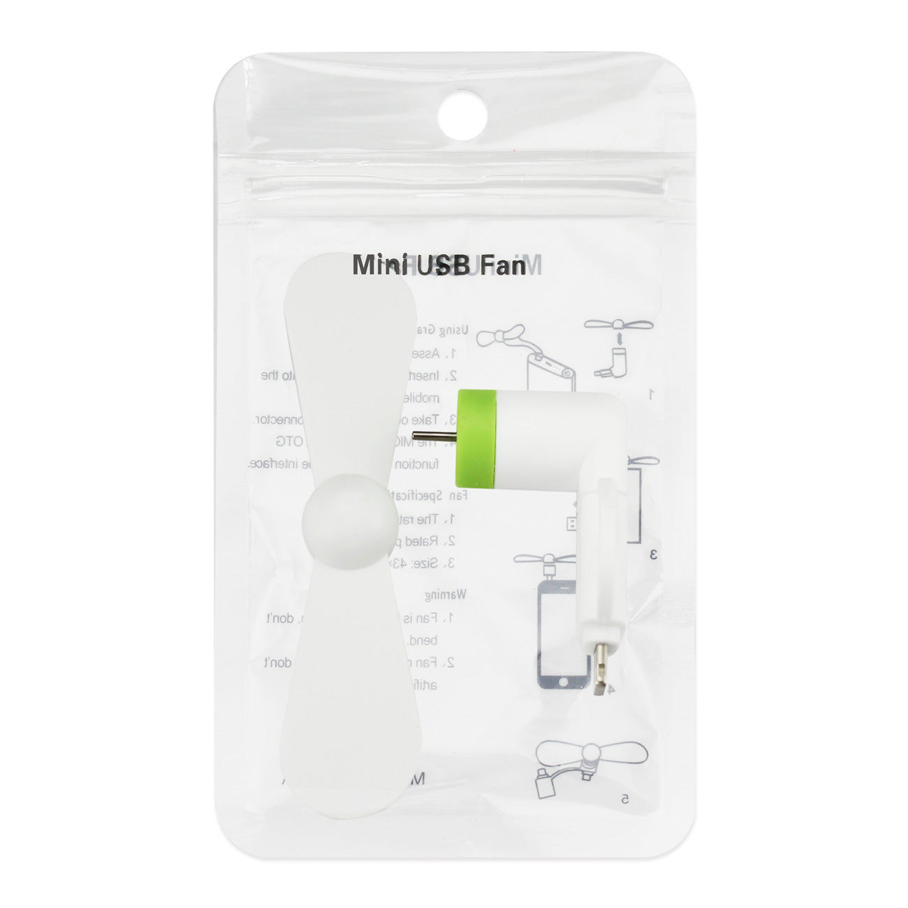 Mini Fan 2-In-1 For iPhone/ Ipad And Android In White