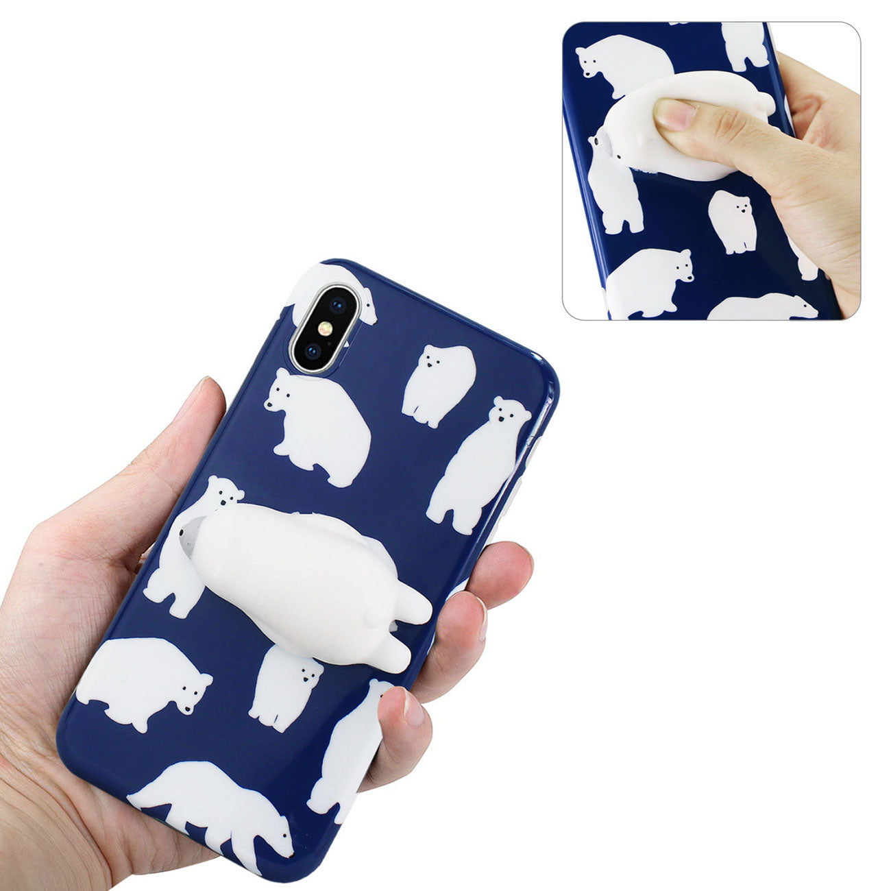 iPhone X/iPhone XS TPU DESIGN CASE WITH 3D SOFT SILICONE POKE SQUISHY POLAR BEAR