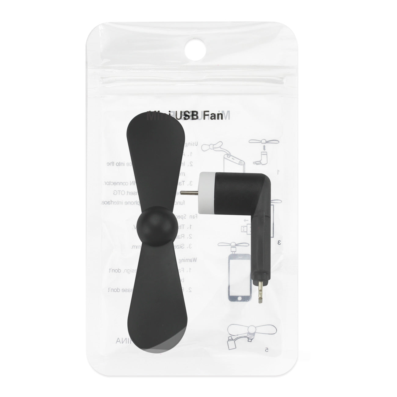 Mini Fan 2-In-1 For iPhone/ Ipad And Android In Black
