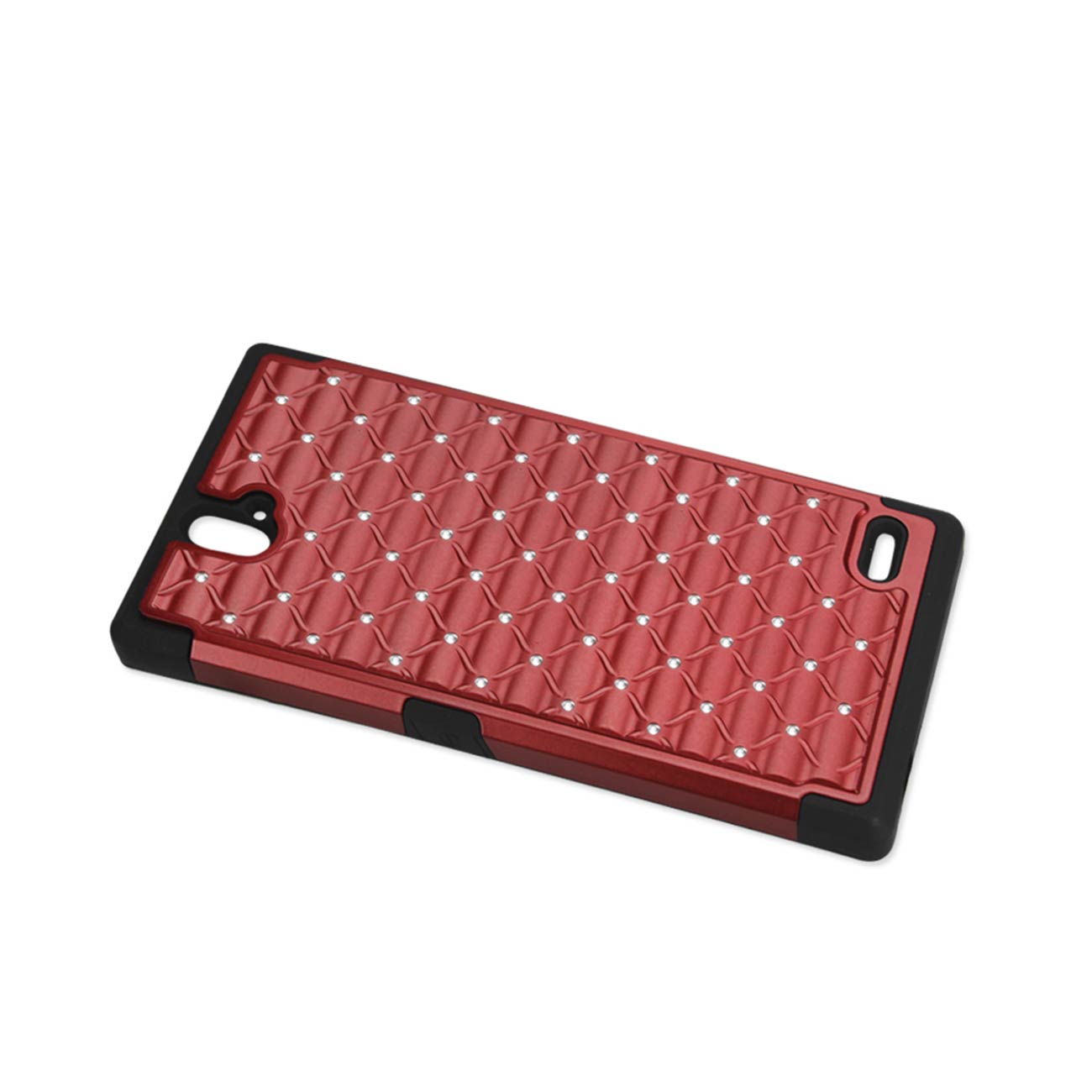 ZTE Grand X Max Hybrid Heavy Duty Jewelry Diamond Case In Black Red