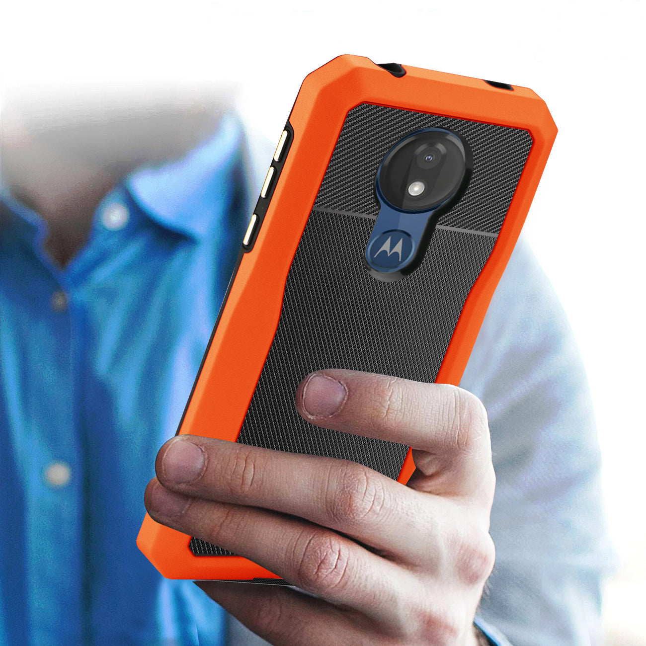 MOTOROLA MOTO G7 POWER Full Coverage Shockproof Case In Orange
