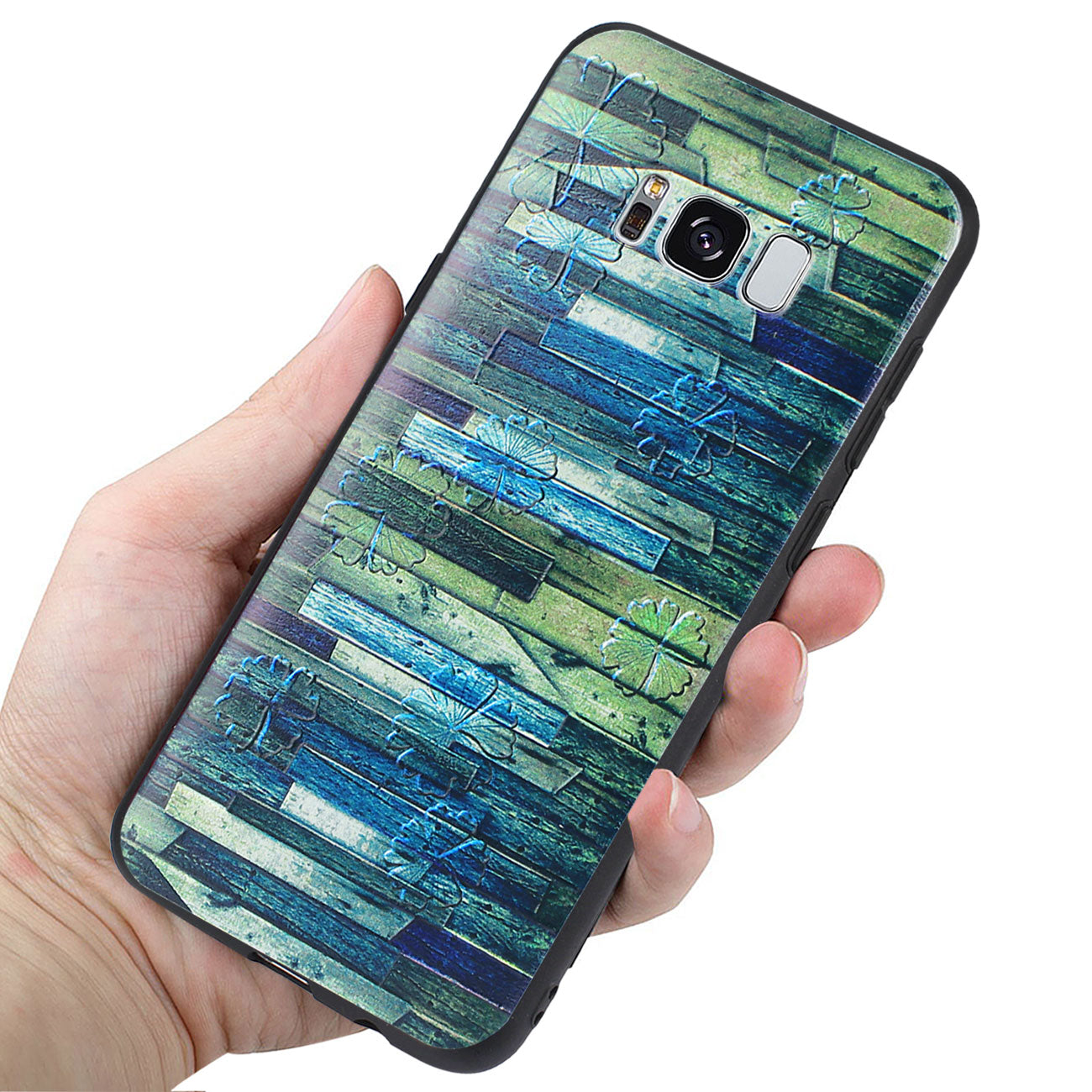 Samsung Galaxy S8 EDGE/S8 Plus Embossed Wood Pattern Design TPU Case With Flowers