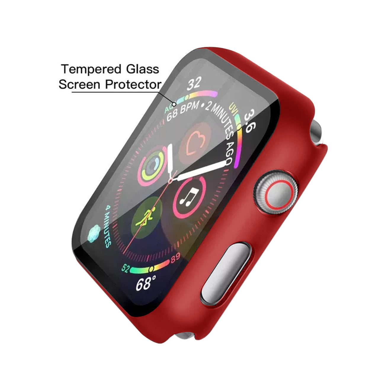 Watch Case PC With Tempered Glass Screen Protector Full Cover Apple Watch 38mm Red Color