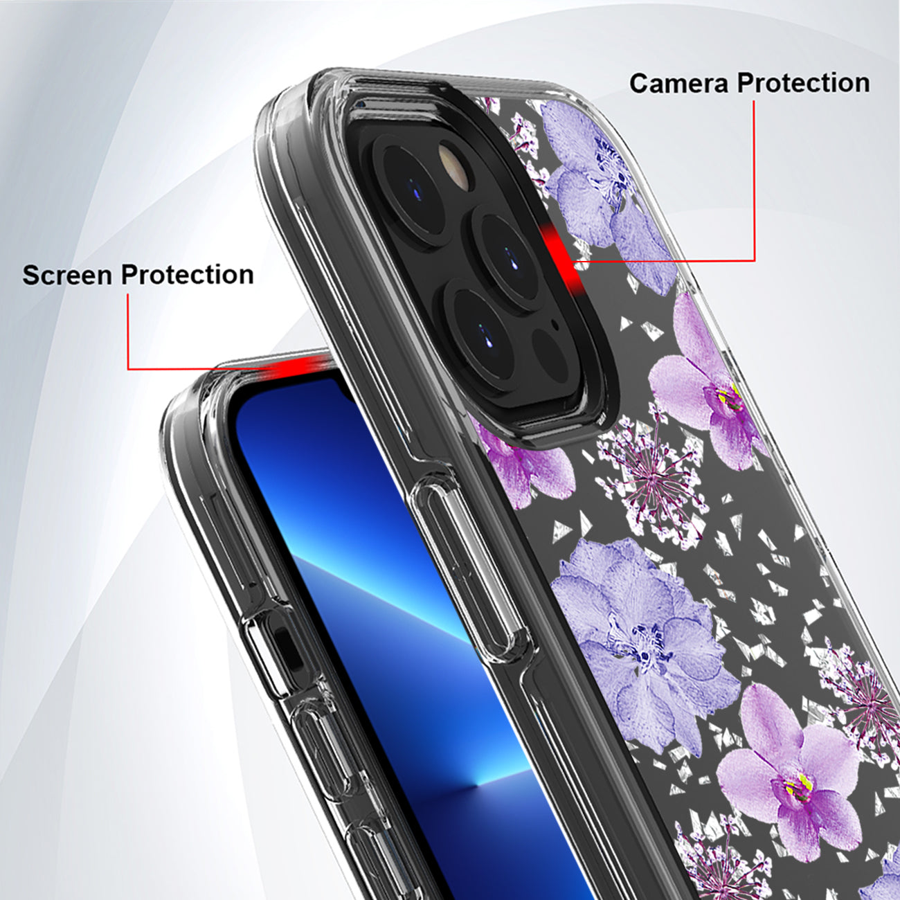 Pressed dried flower Design Phone case For iPhone 13Pro In Purple