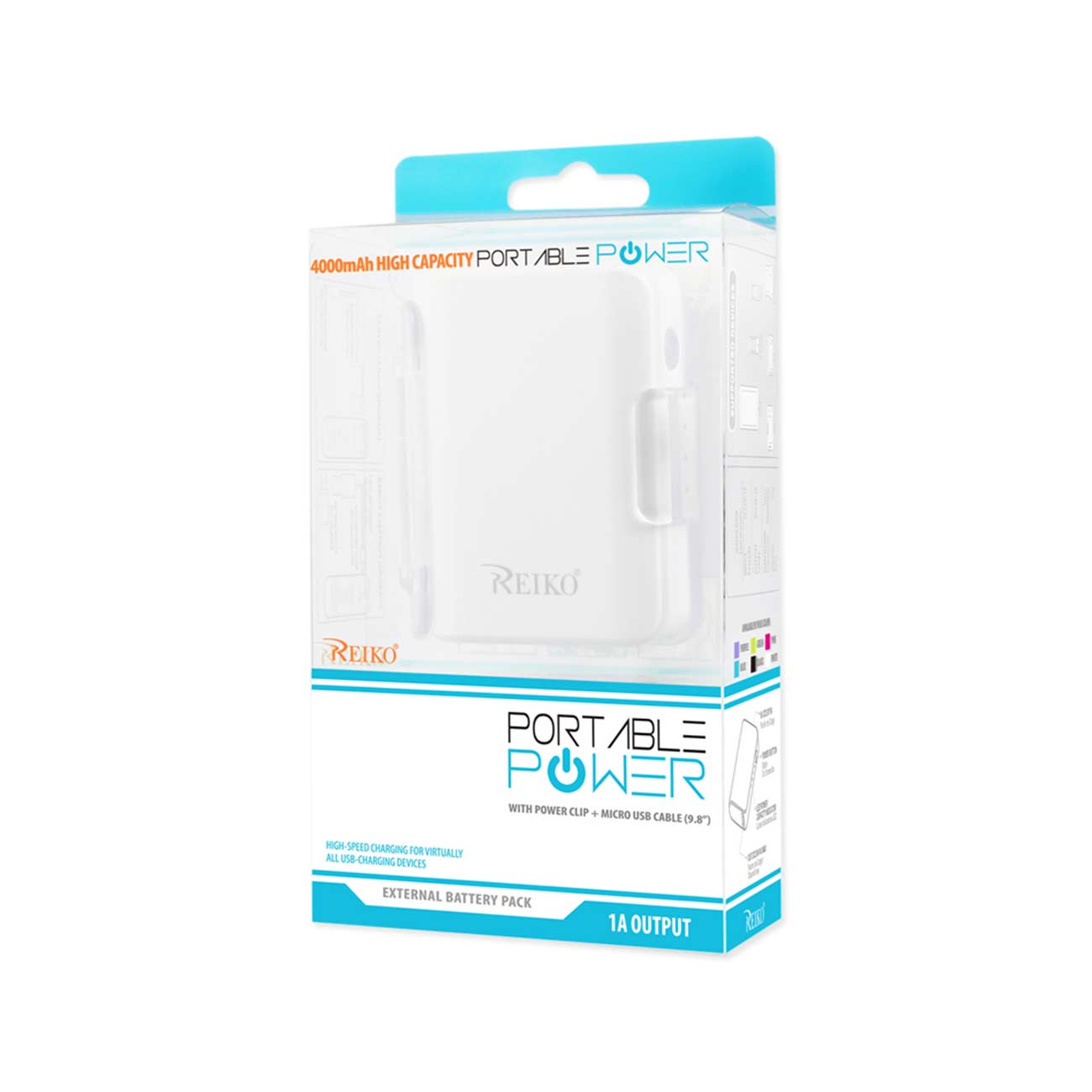 Power Bank Universal With Cable 4000Mah White Color