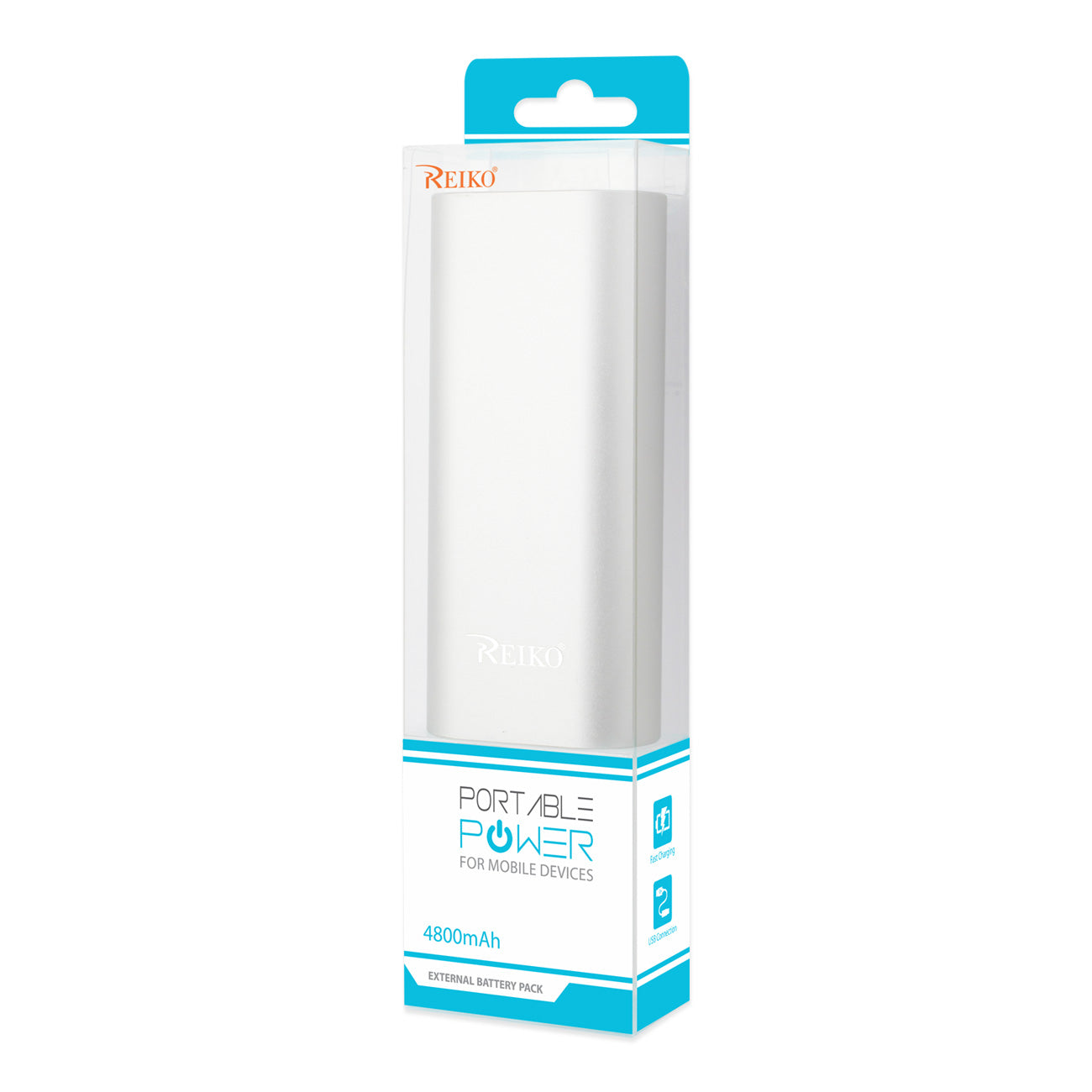 Power Bank Universal With Micro Cable 2A 5V 4800Mah Silver Color