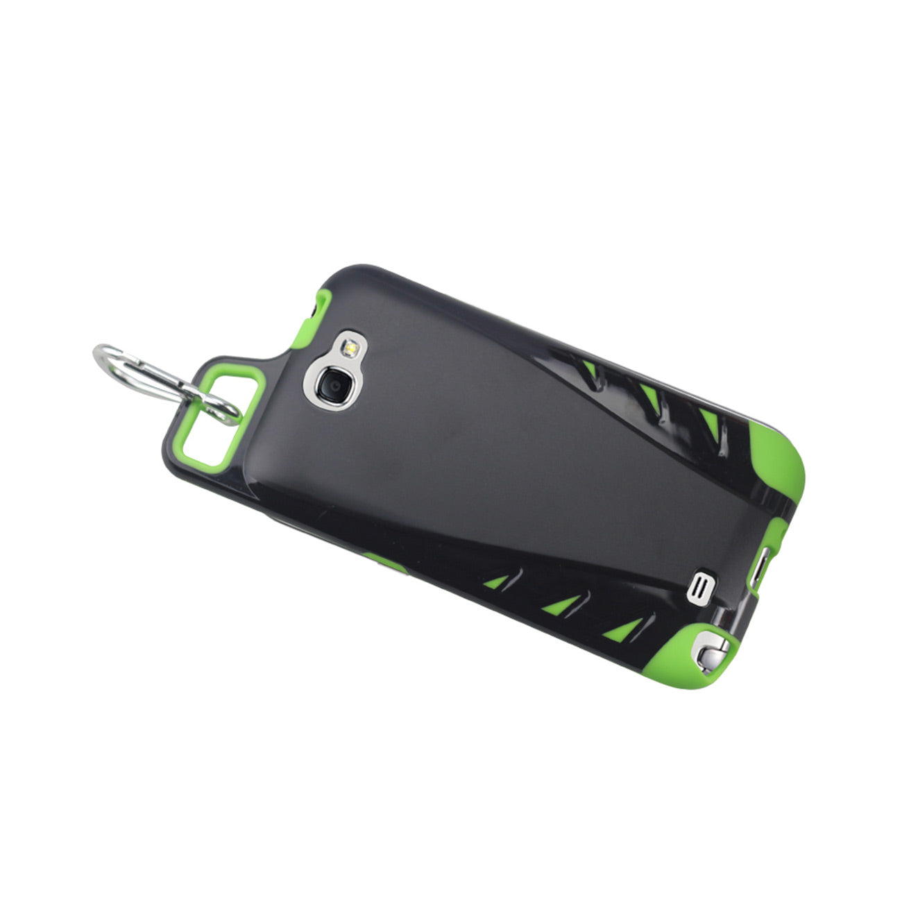 Samsung Galaxy Note 2 Dropproof Workout Hybrid Case With Hook In Black Green