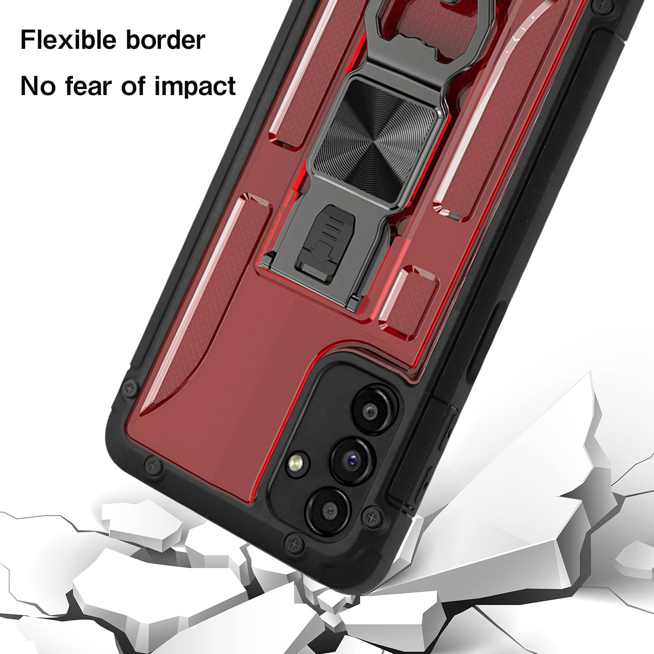 Kickstand Ring Holder/Bottle Opener with Magnetic Car Mount for Samsung Galaxy A13 5G In Red