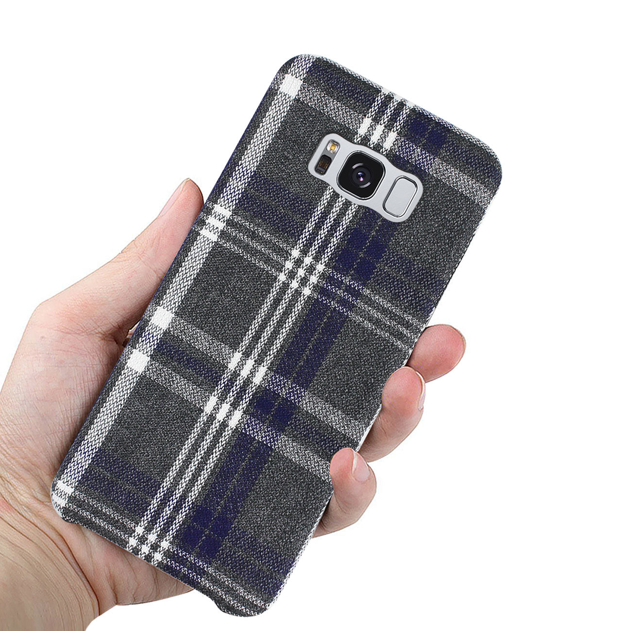 Samsung Galaxy S8 EDGE/S8 Plus Checked Fabric Case In Black