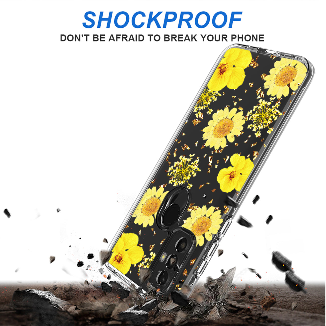 Pressed dried flower Design Phone case For Moto-G Pure 2021/G Power 2022 In Yellow