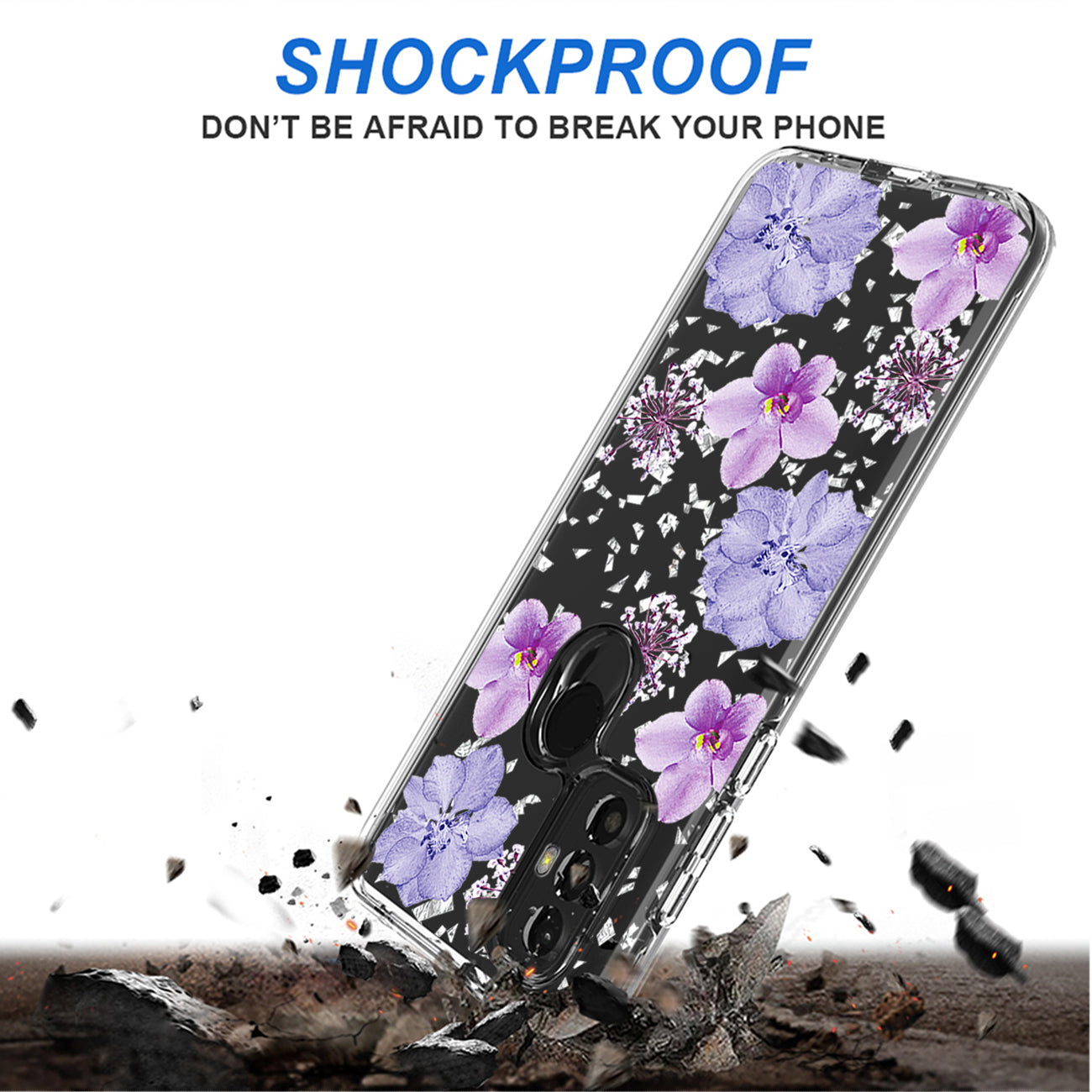 Pressed dried flower Design Phone case For Moto-G Pure 2021/G Power 2022 In Purple