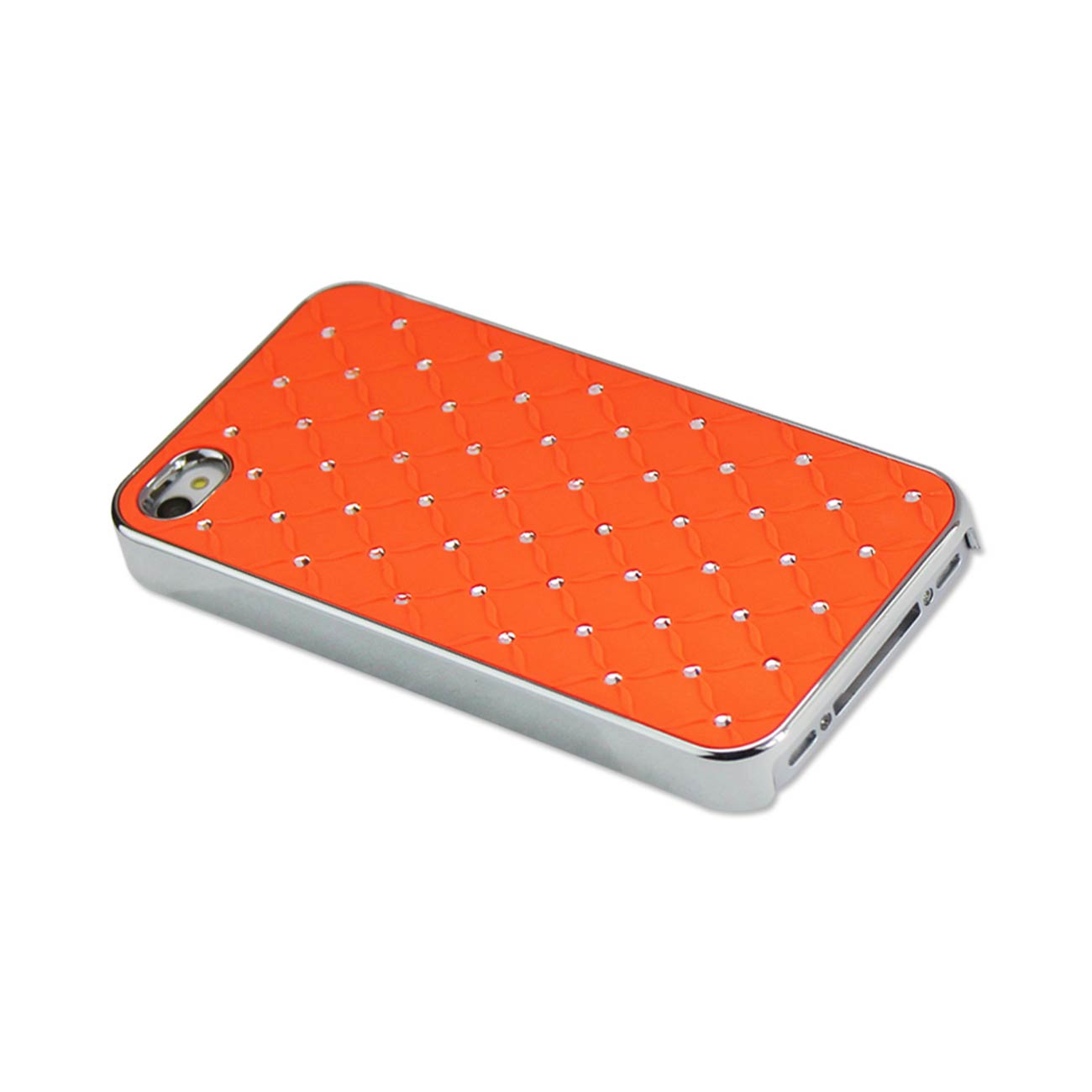 Case Metal Plated Jewelry Diamond Studs iPhone 4/ 4S Orange Color