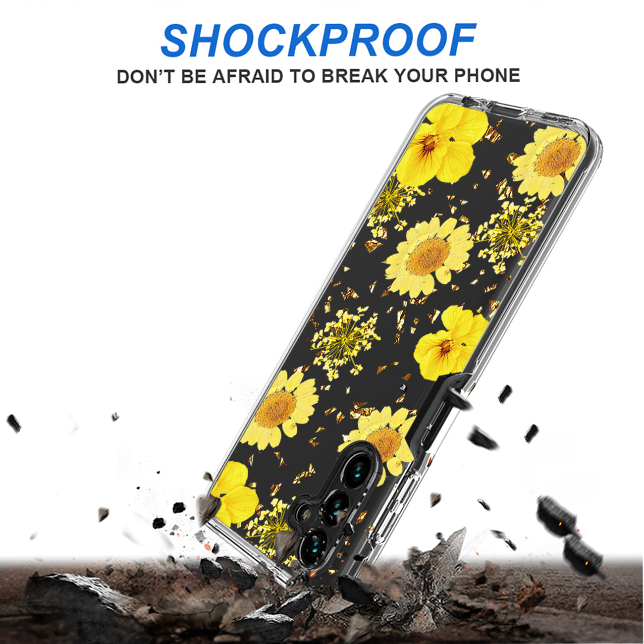 Pressed dried flower Design Phone case For Samsung Galaxy A13 5G In Yellow