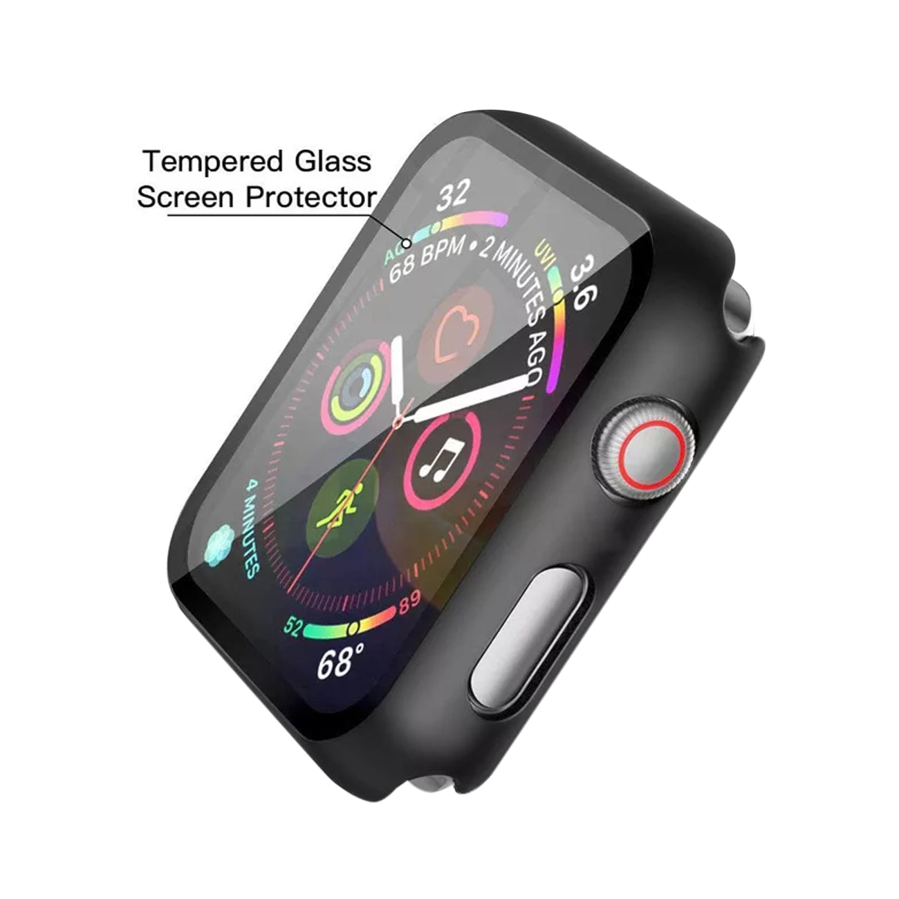 Watch Case PC With Tempered Glass Screen Protector Full Cover Apple Watch 38mm Black Color