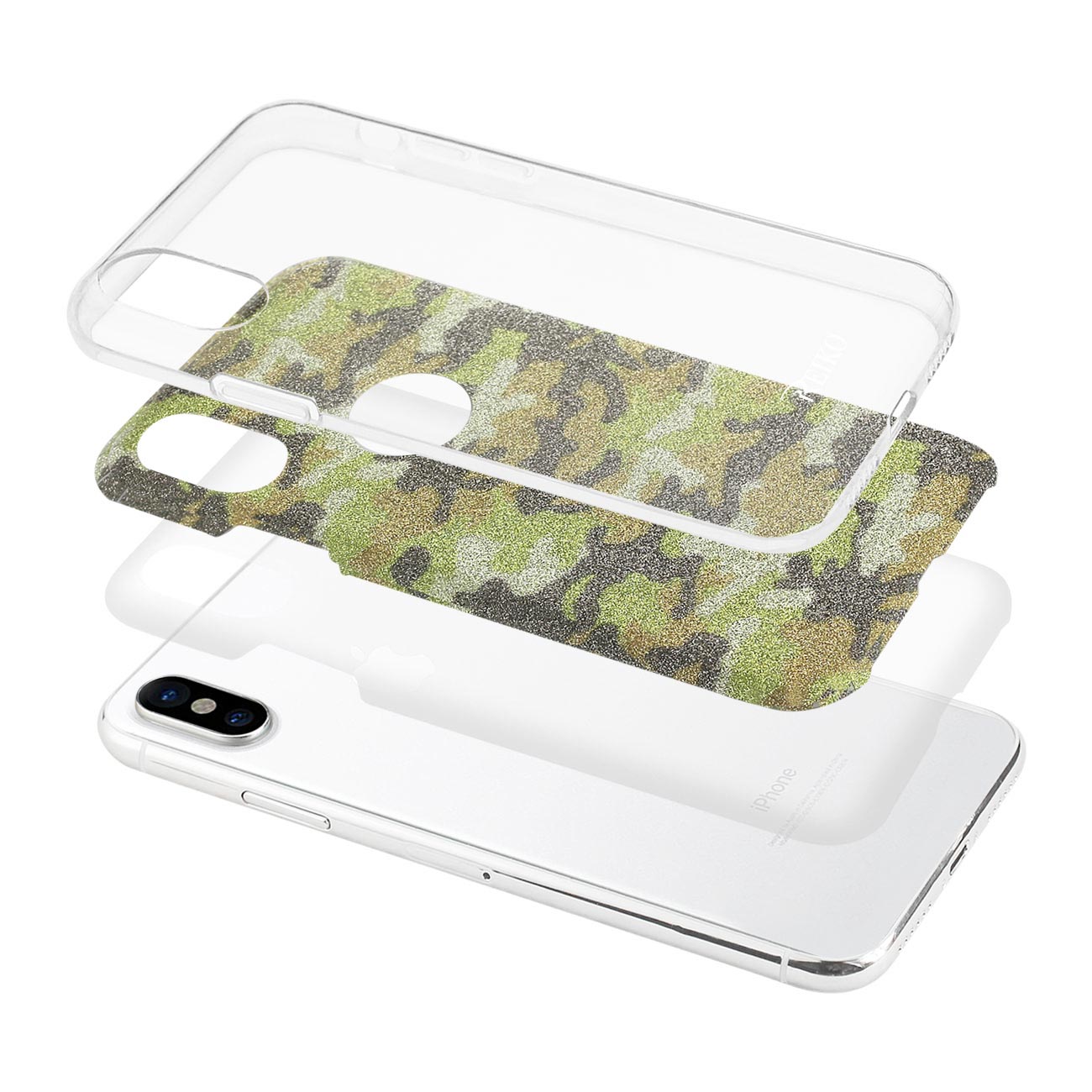 iPhone X/iPhone XS SHINE GLITTER SHIMMER CAMOUFLAGE HYBRID CASE IN YELLOW
