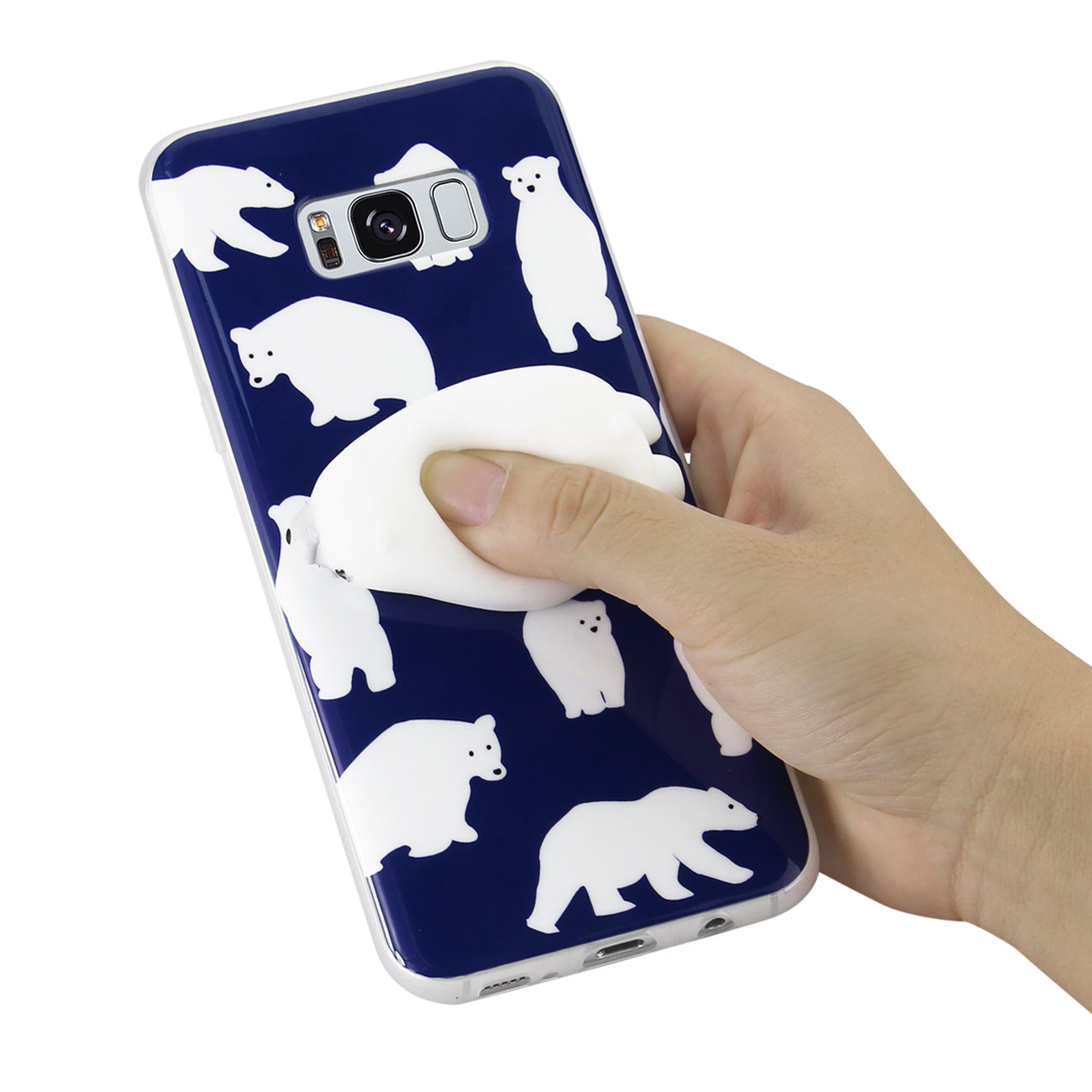 Samsung Galaxy S8 EDGE/S8 Plus TPU Design Case With 3D Soft Silicone Poke Squishy Polar Bear