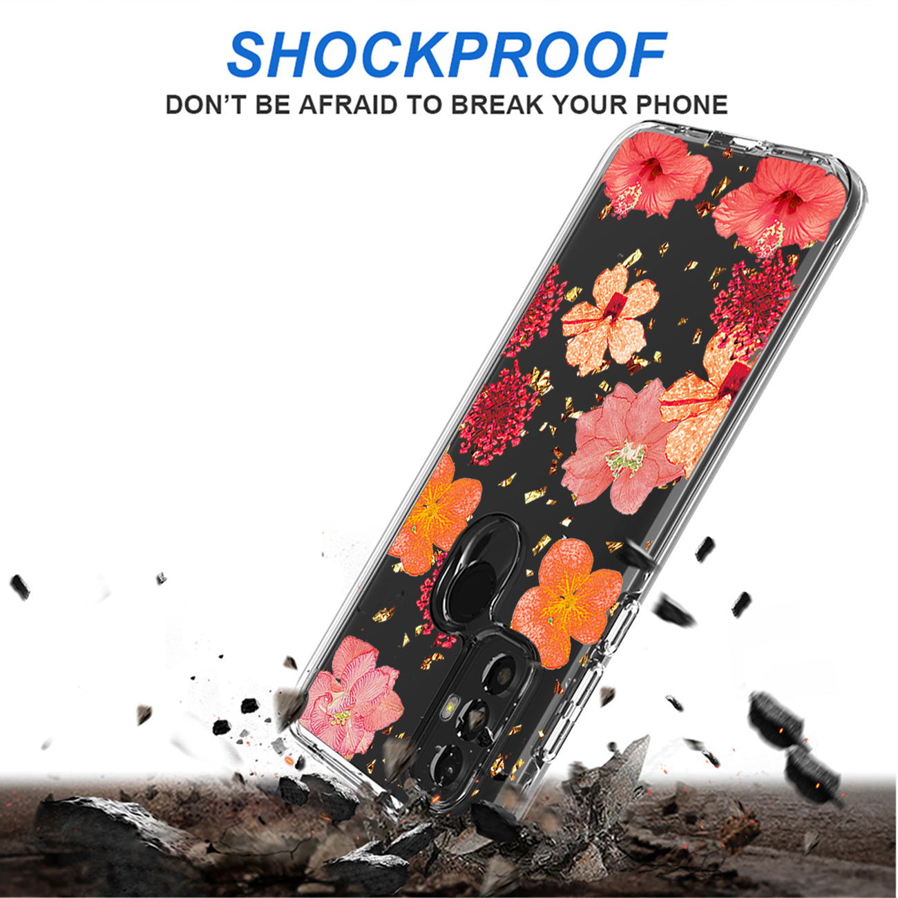 Pressed dried flower Design Phone case For Moto-G Pure 2021/G Power 2022 In Red