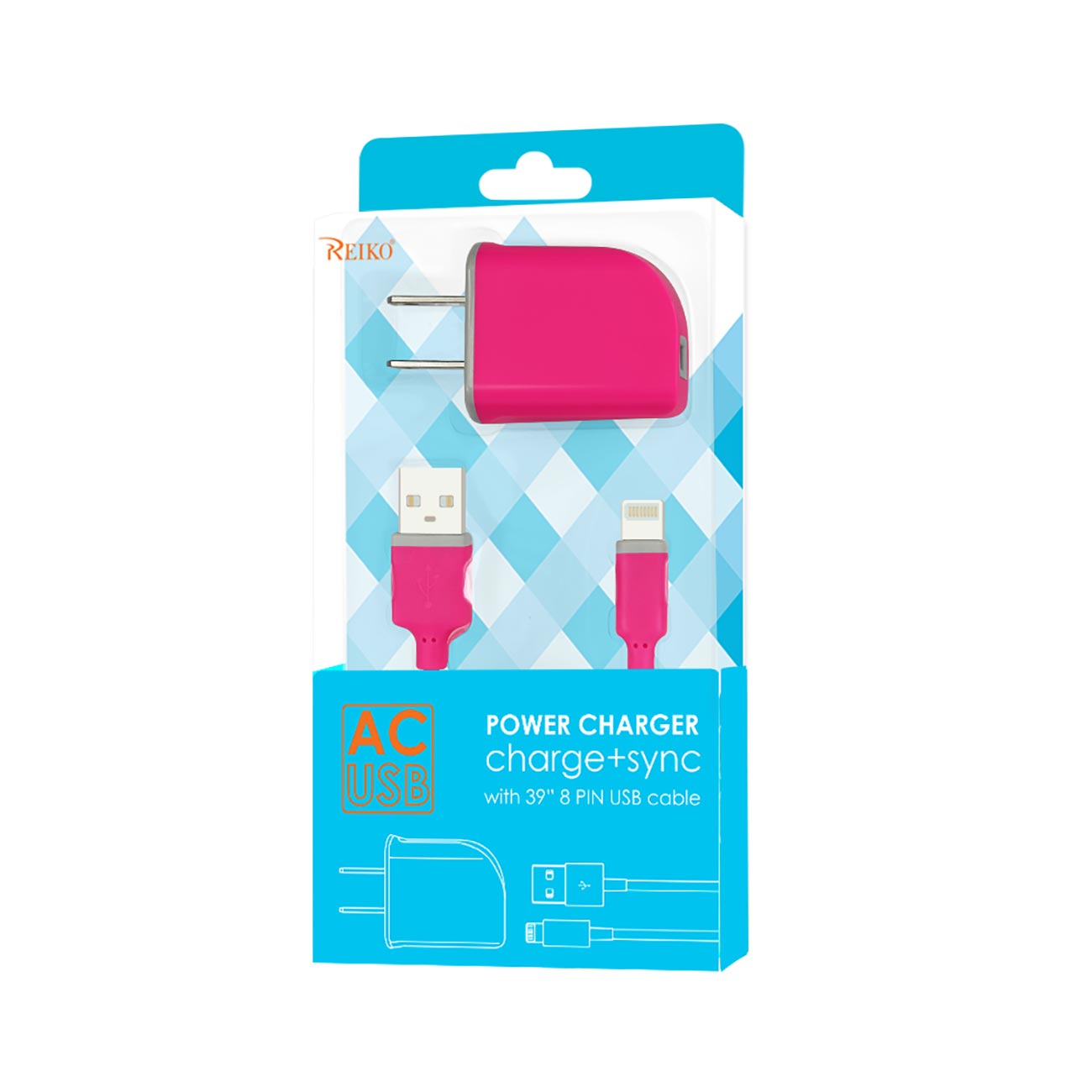Travel Adapter Charger With Cable Portable 1A iPhone Hot Pink Color