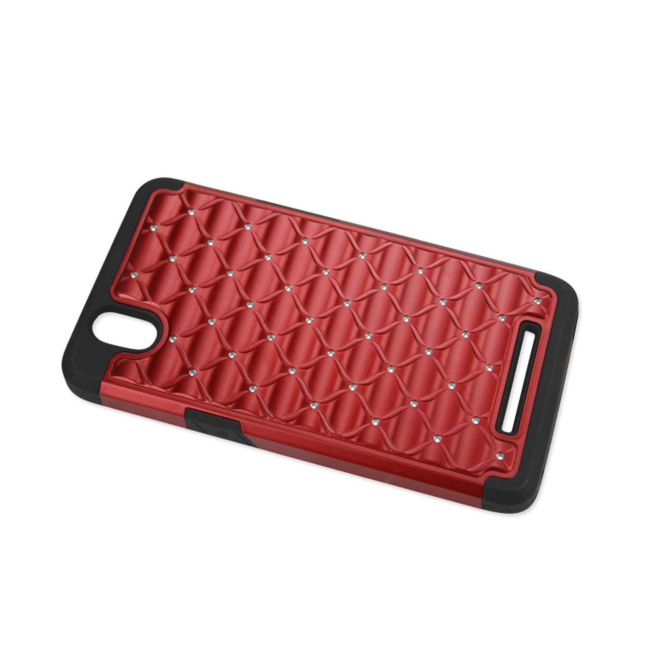 Case Hybrid Heavy Duty Jewelry Diamond ZTE Z Max Black And Red Color
