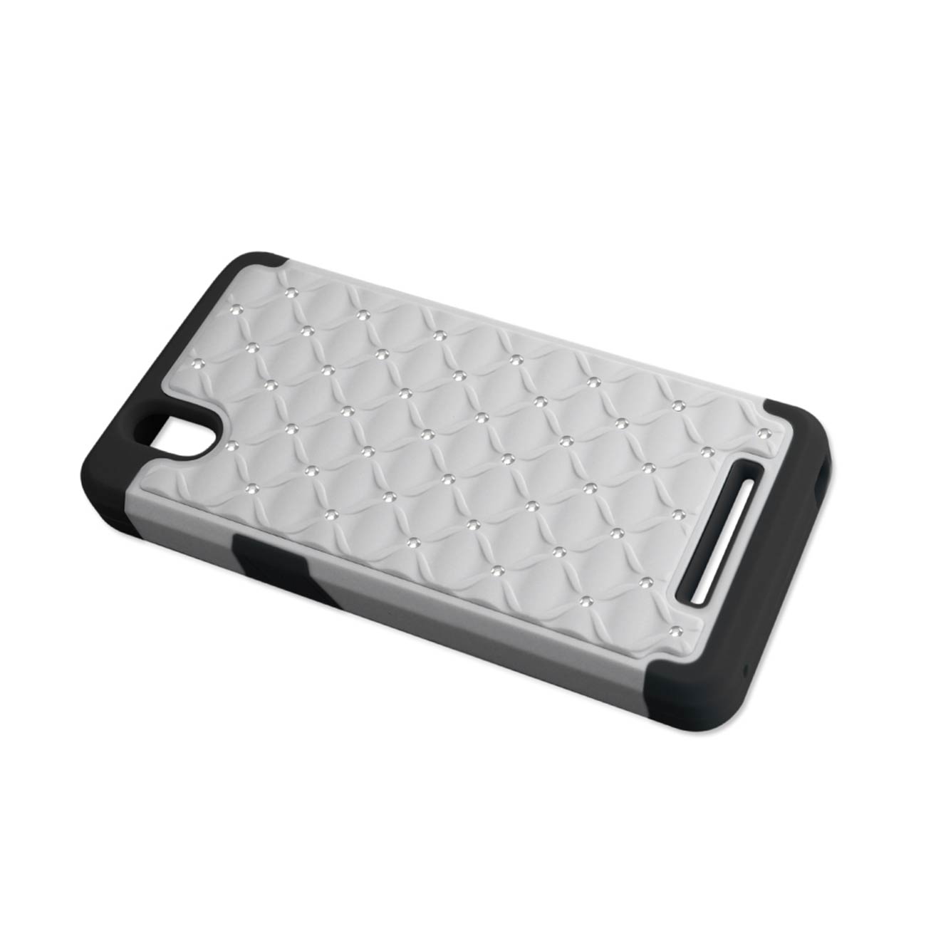 Case Hybrid Heavy Duty Jewelry Diamond ZTE Z Max Black And White Color
