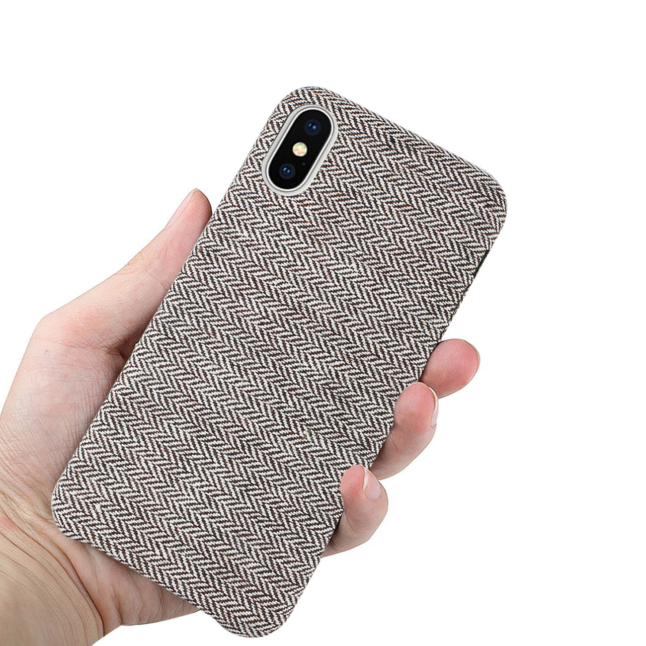 iPhone X/iPhone XS Herringbone Fabric In Dark Gray