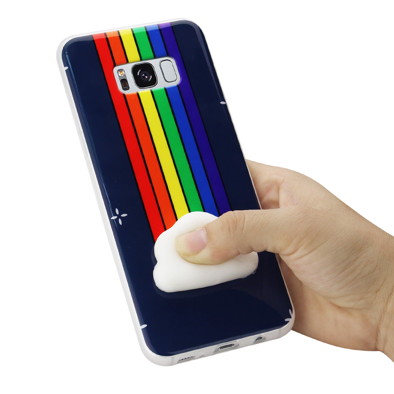 Samsung Galaxy S8 EDGE/S8 Plus TPU Design Case With 3D Soft Silicone Poke Squishy Rainbow Cloud