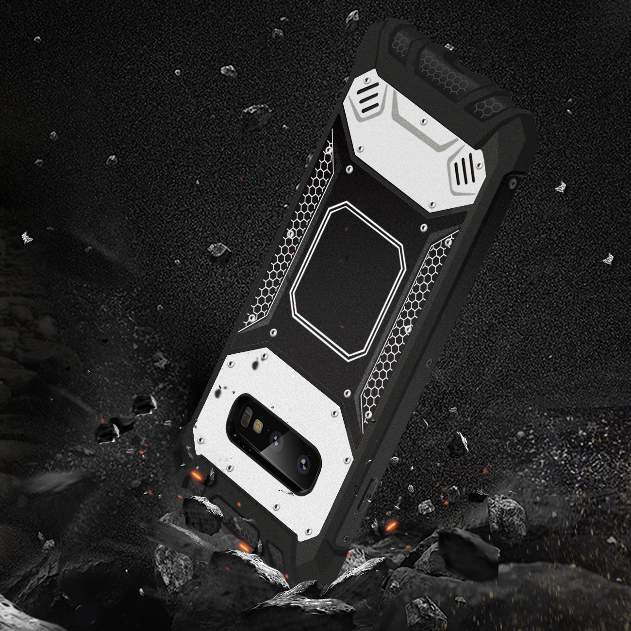 Case Front Cover Metallic Samsung Galaxy S10 Lite (S10E) Silver And Black Color.