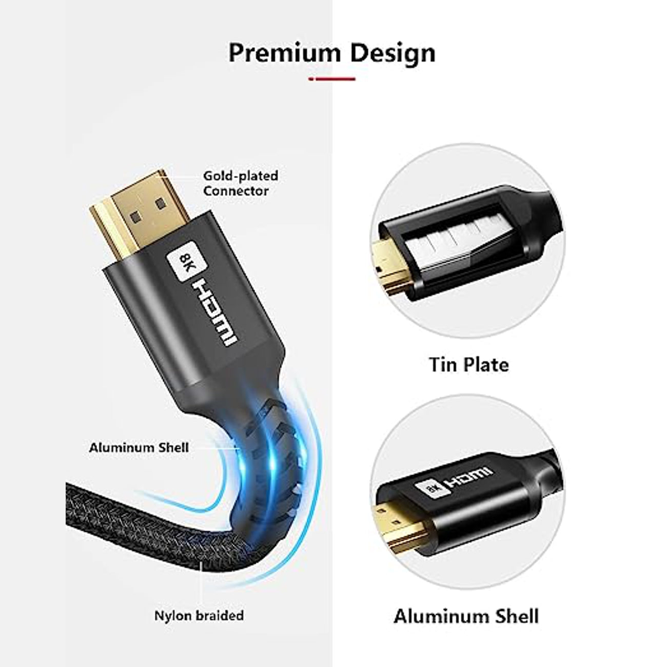 Cable 2.1 HDMI High Speed 8K 6.6Ft Black Color