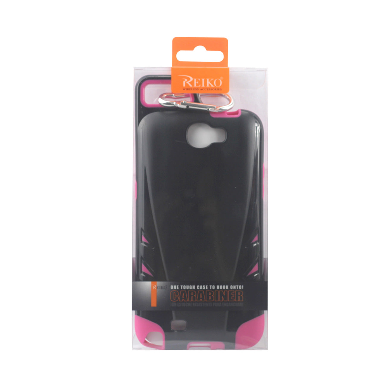 Samsung Galaxy Note 2 Dropproof Workout Hybrid Case With Hook In Black Hot Pink