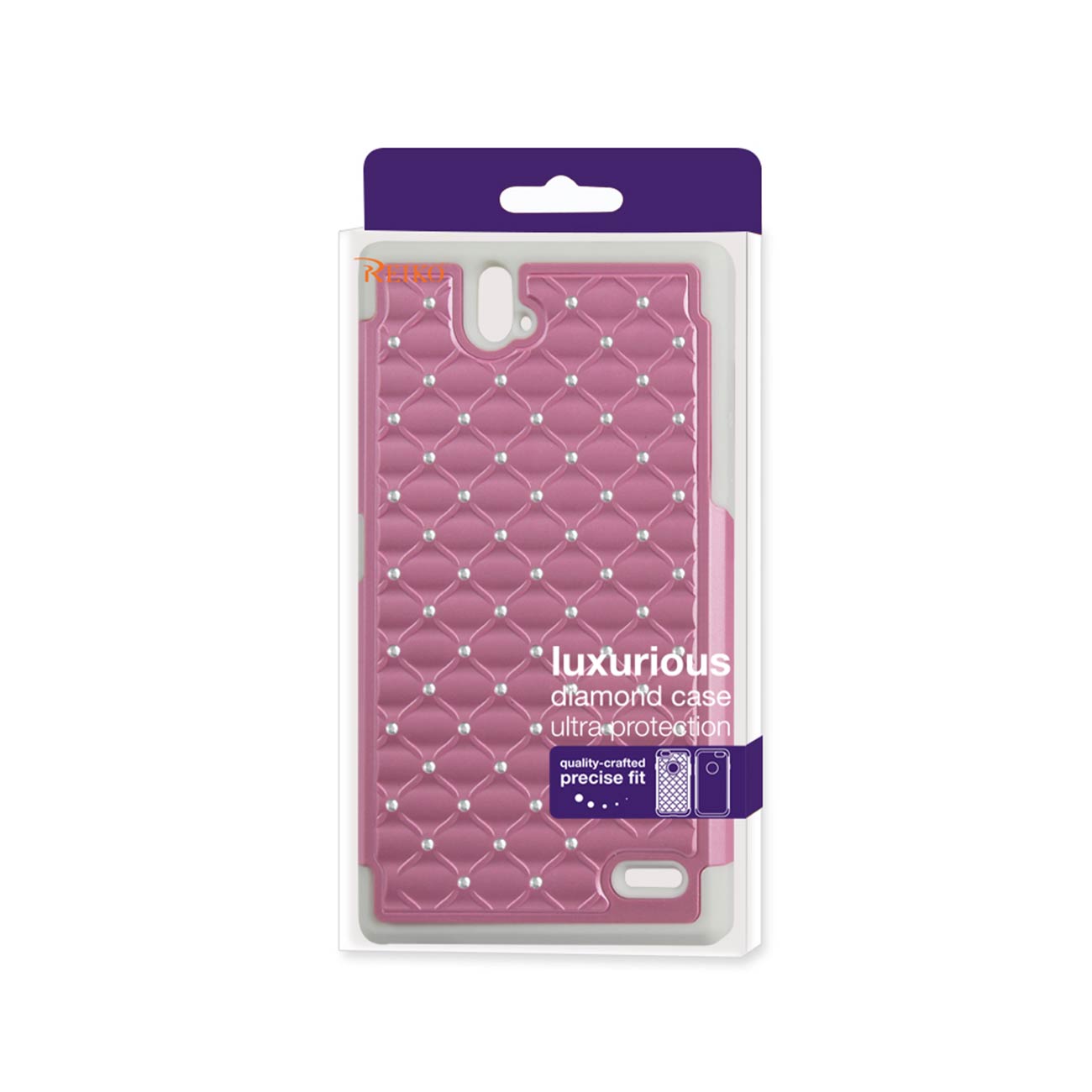 ZTE Grand X Max Hybrid Heavy Duty Jewelry Diamond Case In White Pink