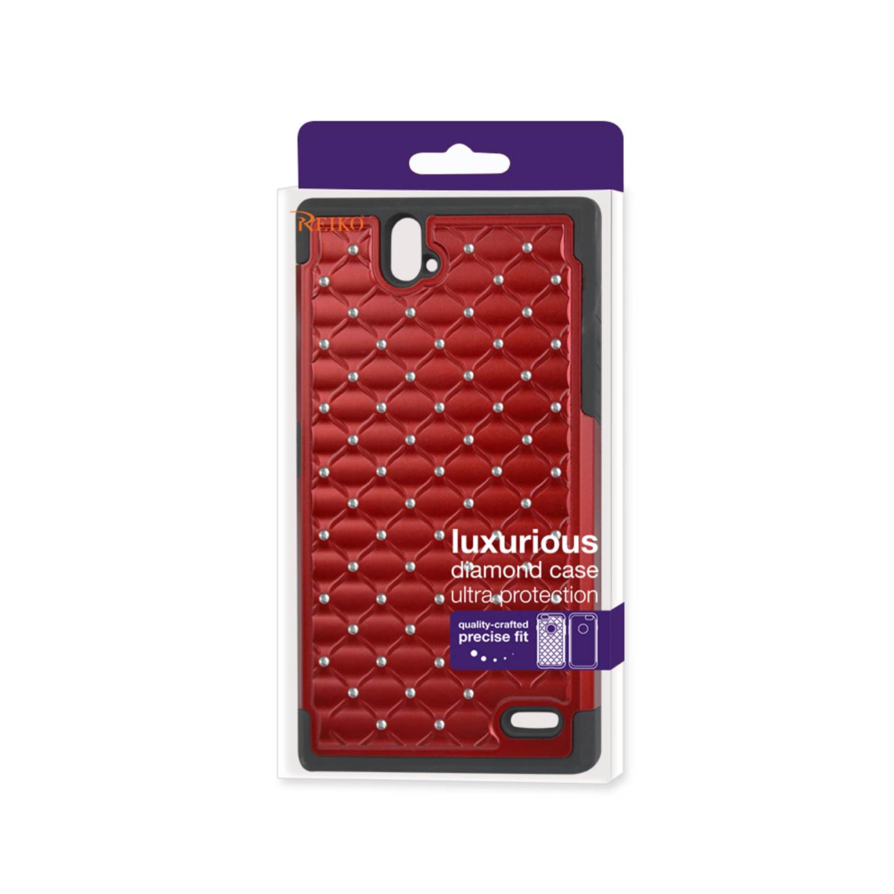 ZTE Grand X Max Hybrid Heavy Duty Jewelry Diamond Case In Black Red