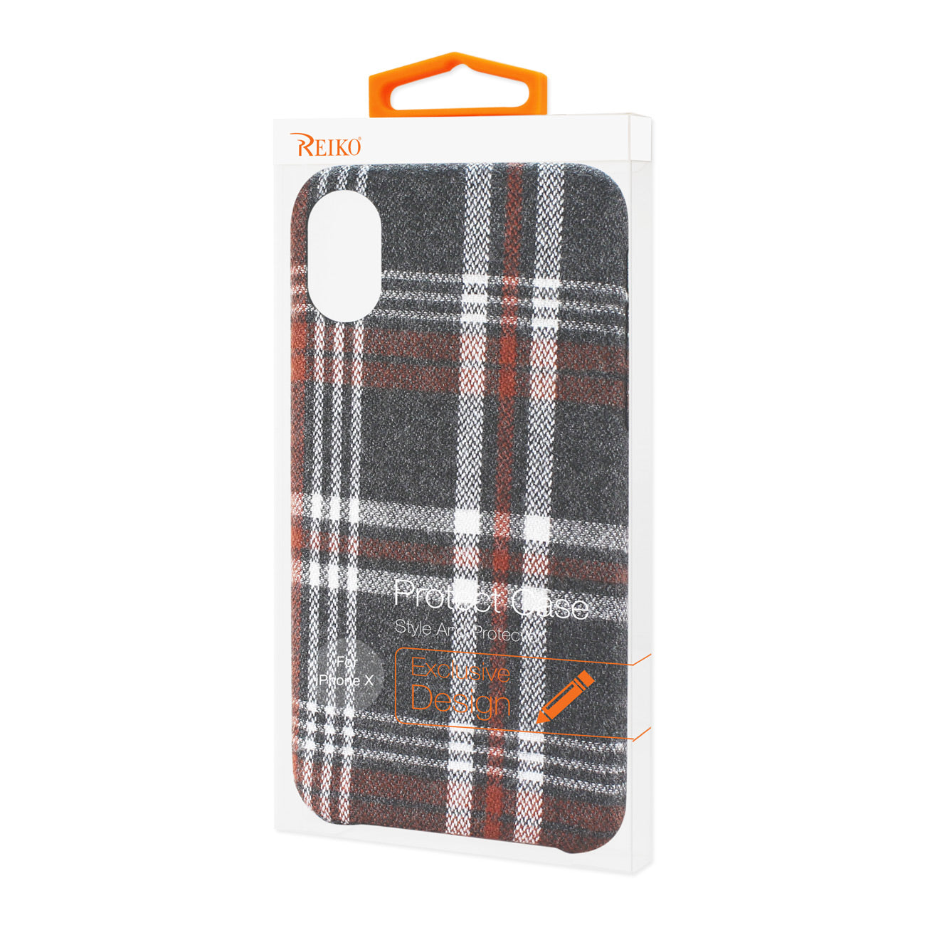 iPhone X/iPhone XS Checked Fabric Case In Brown